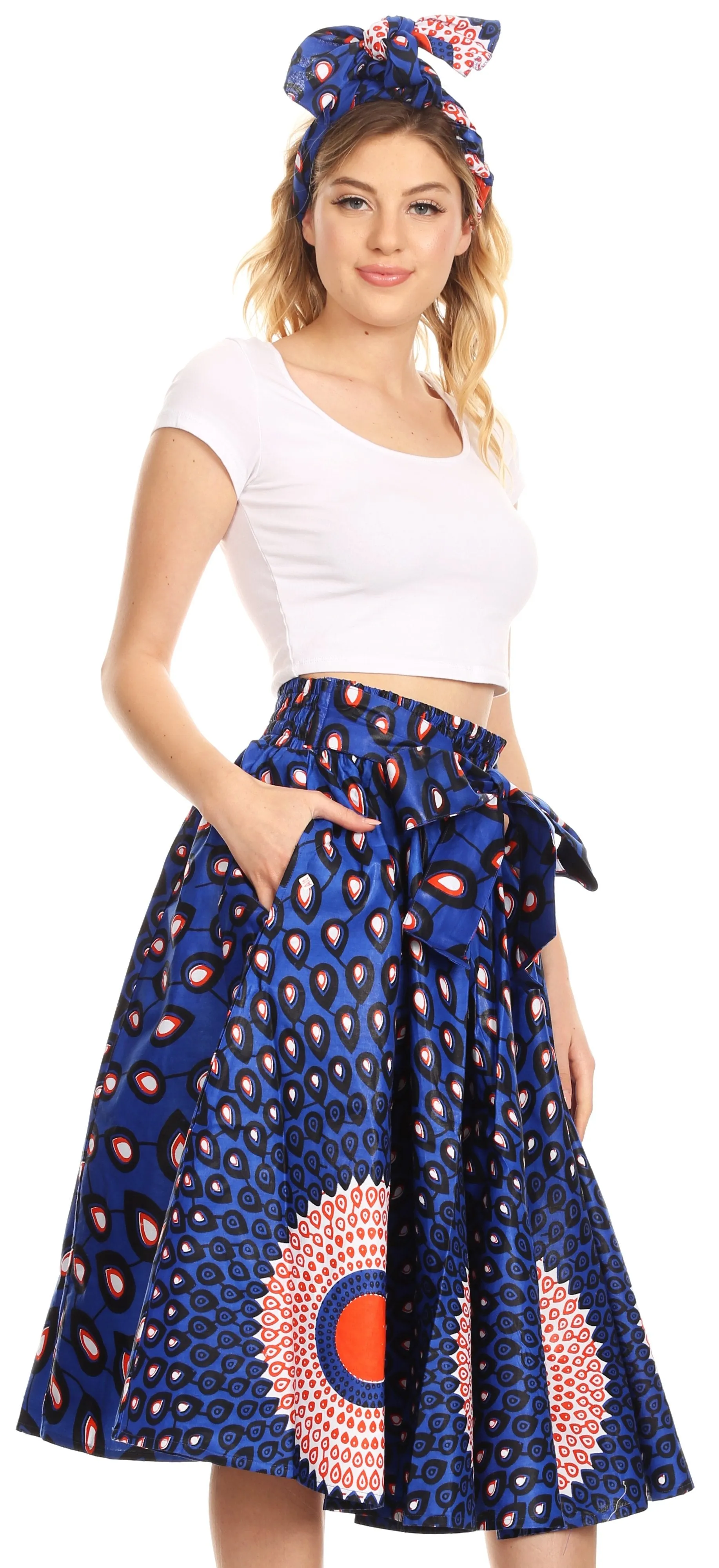 Sakkas African Dutch Ankara Wax Print Full Circle Skirt