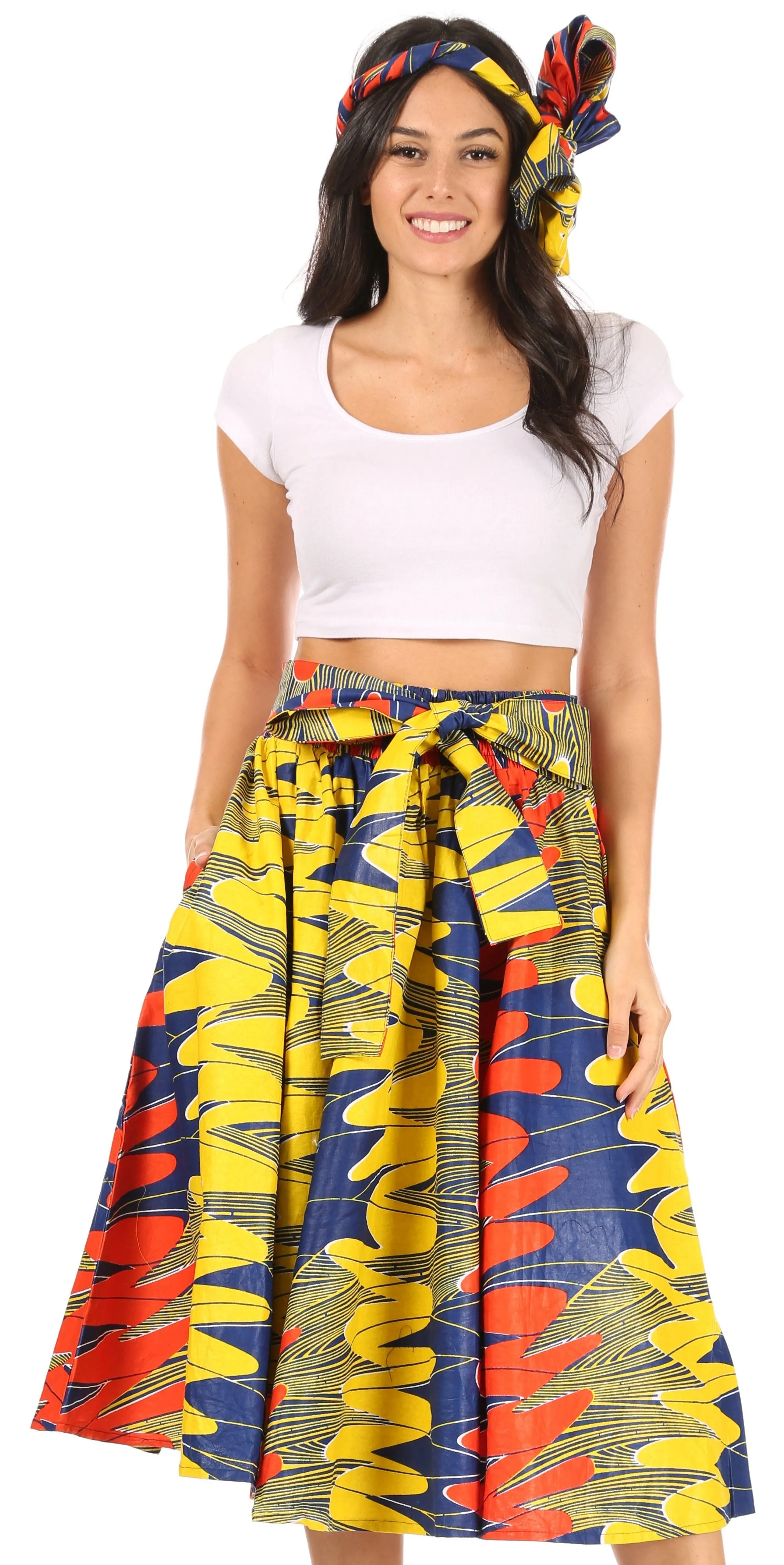 Sakkas African Dutch Ankara Wax Print Full Circle Skirt