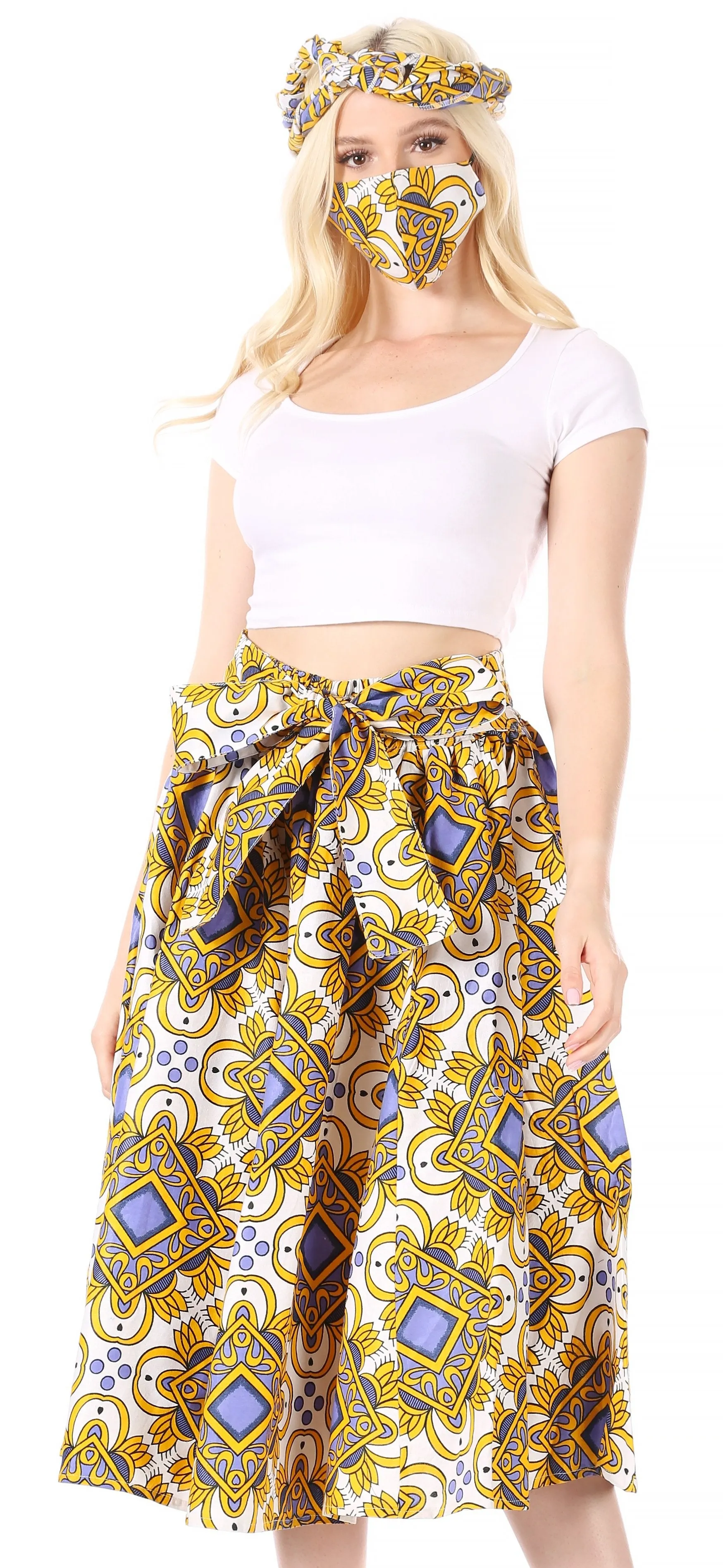 Sakkas African Dutch Ankara Wax Print Full Circle Skirt