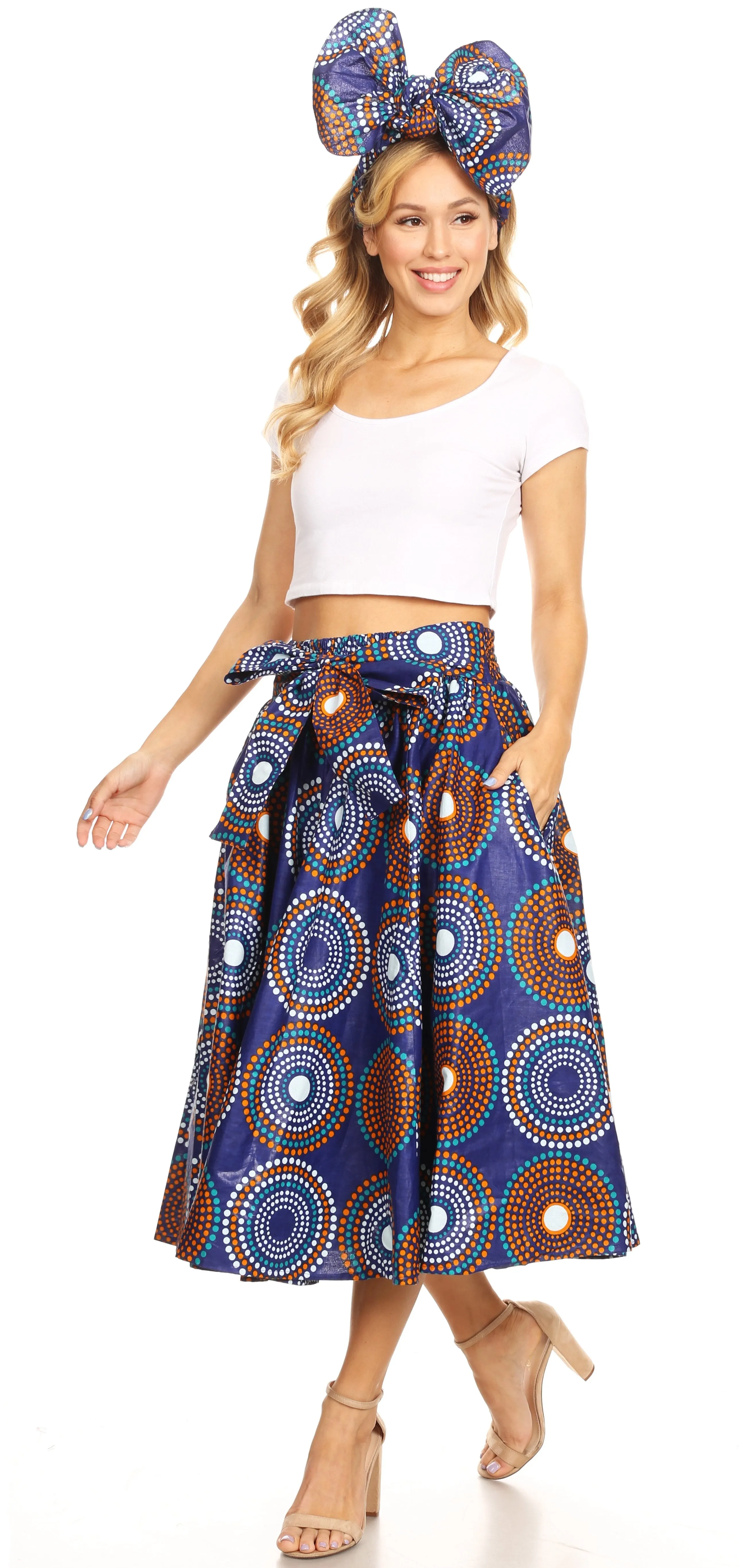 Sakkas African Dutch Ankara Wax Print Full Circle Skirt