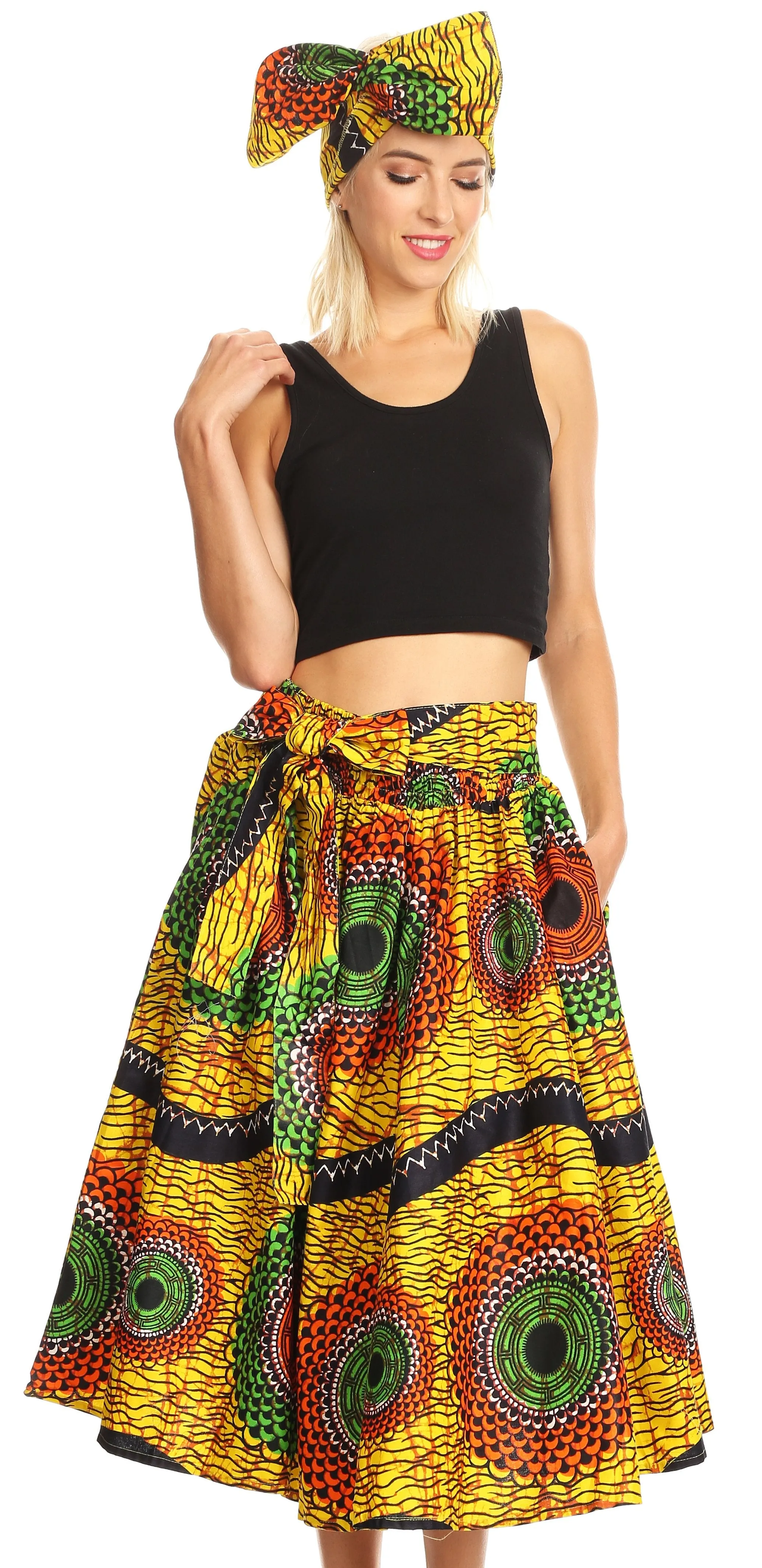 Sakkas African Dutch Ankara Wax Print Full Circle Skirt