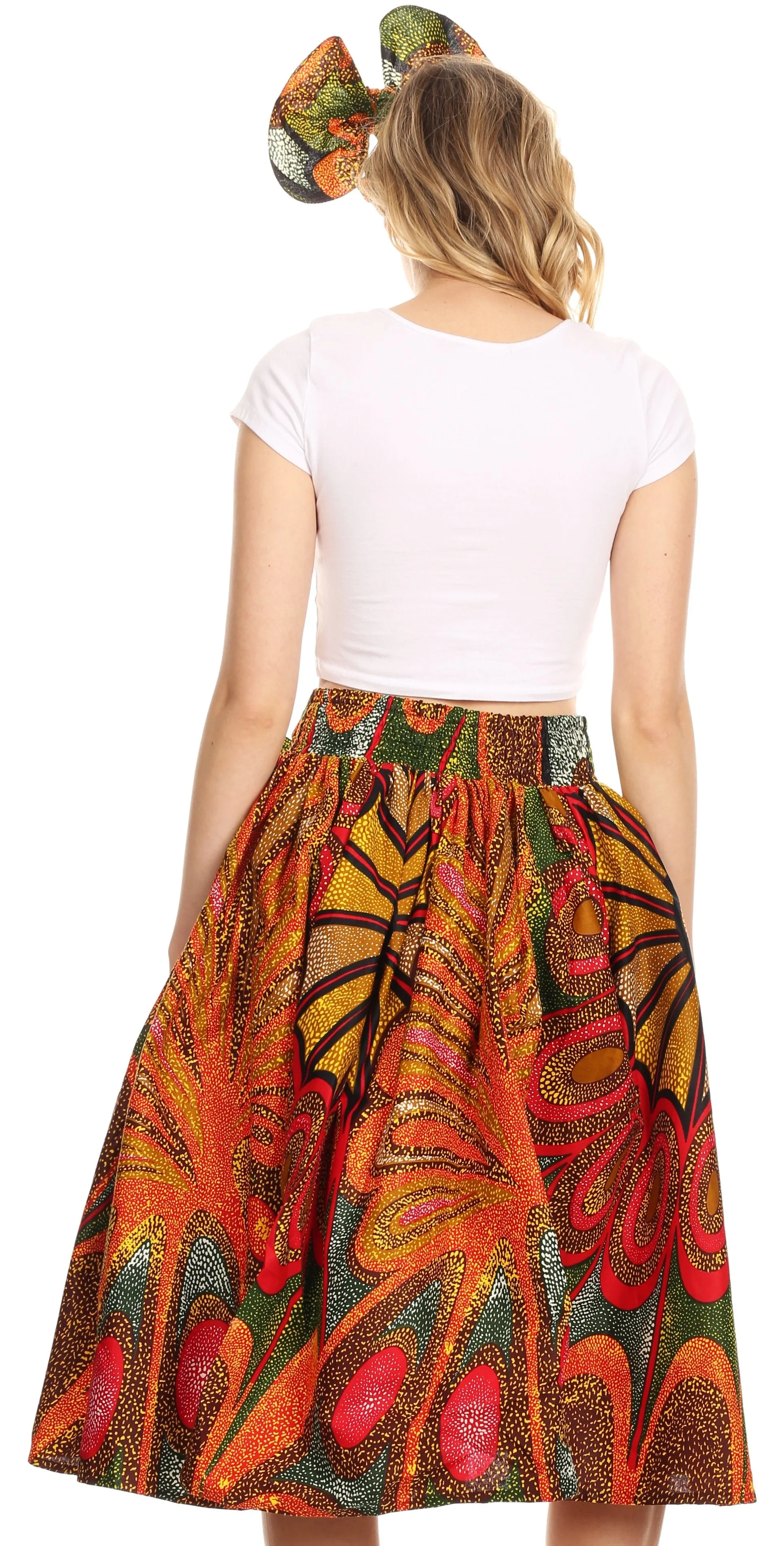 Sakkas African Dutch Ankara Wax Print Full Circle Skirt