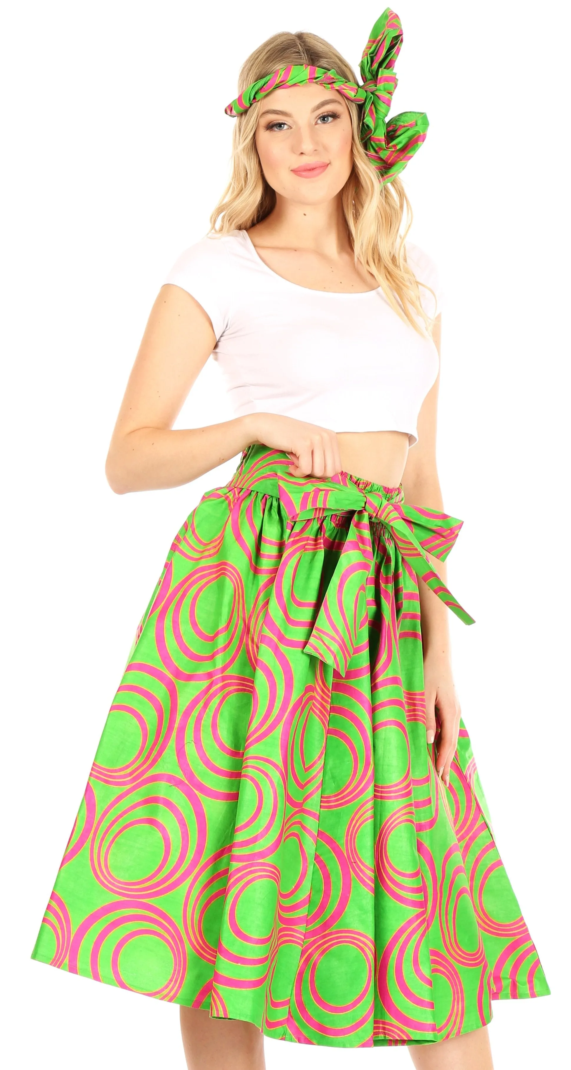 Sakkas African Dutch Ankara Wax Print Full Circle Skirt