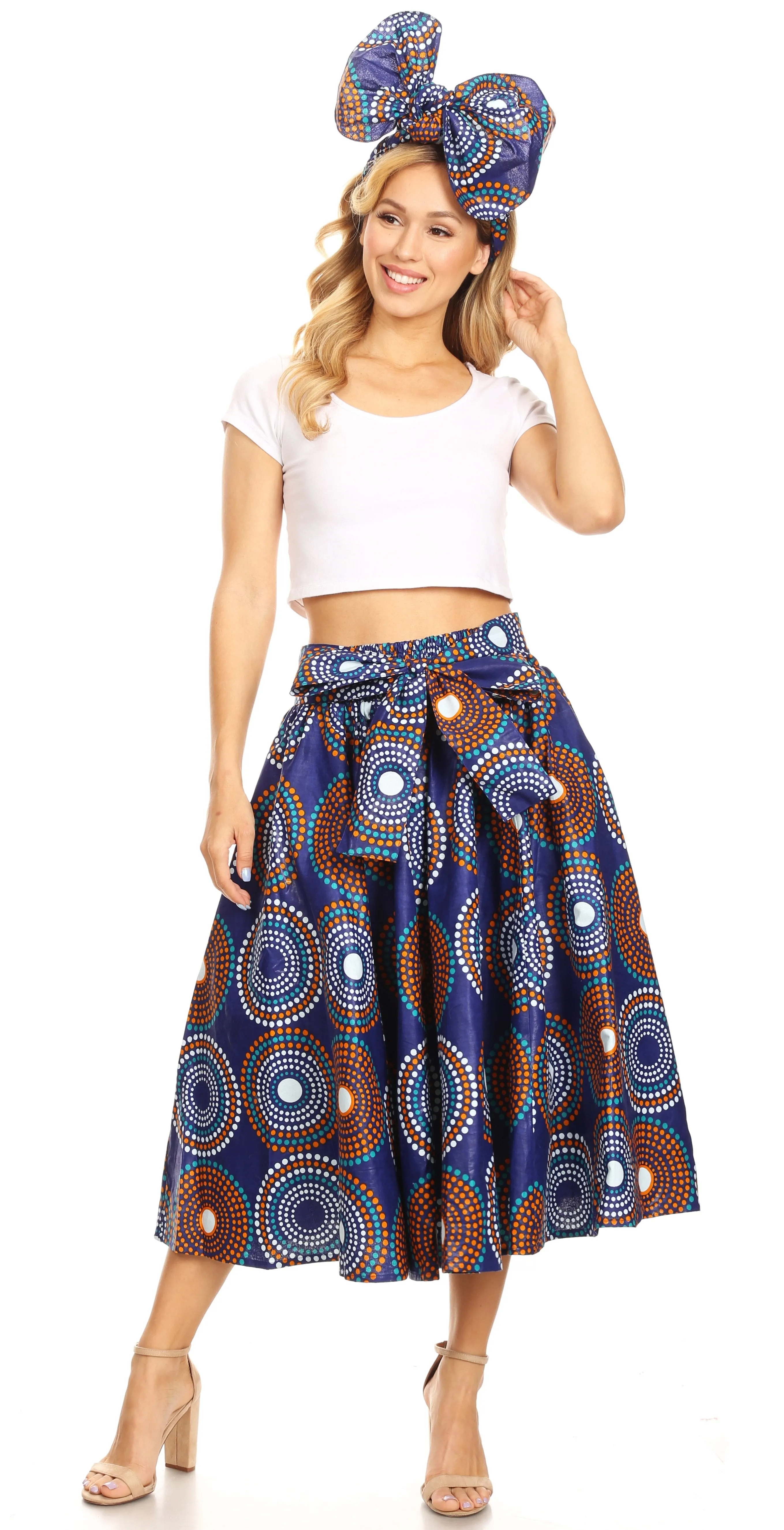 Sakkas African Dutch Ankara Wax Print Full Circle Skirt