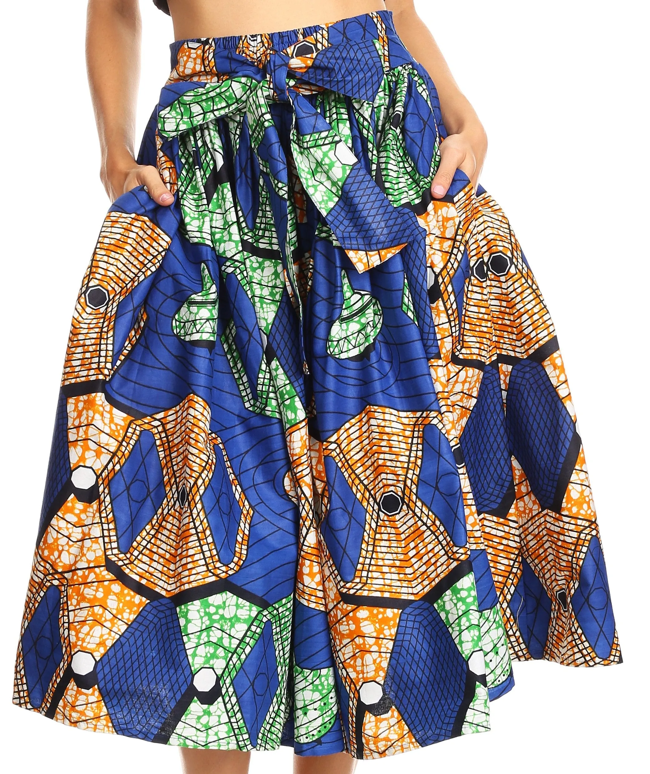 Sakkas African Dutch Ankara Wax Print Full Circle Skirt