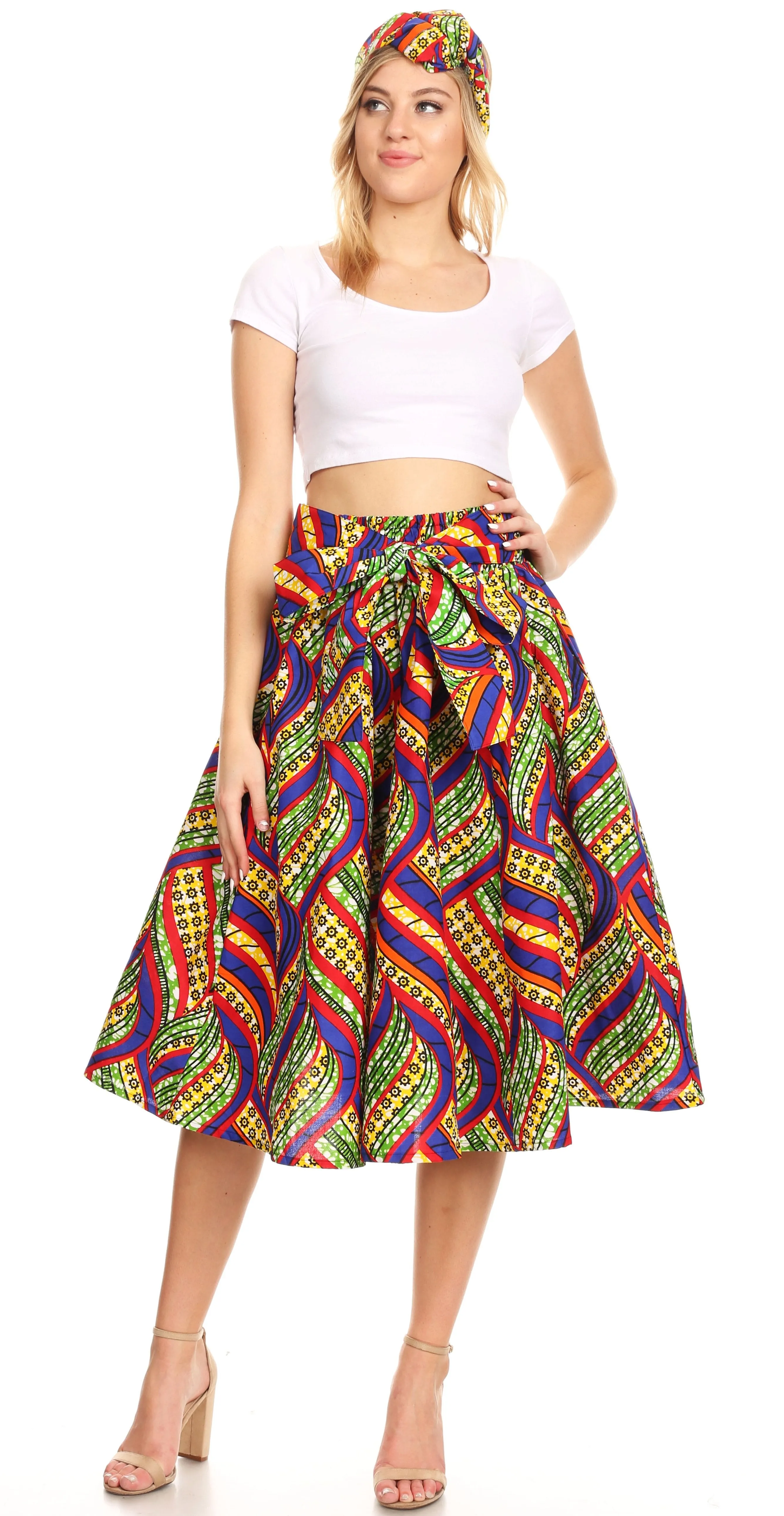 Sakkas African Dutch Ankara Wax Print Full Circle Skirt