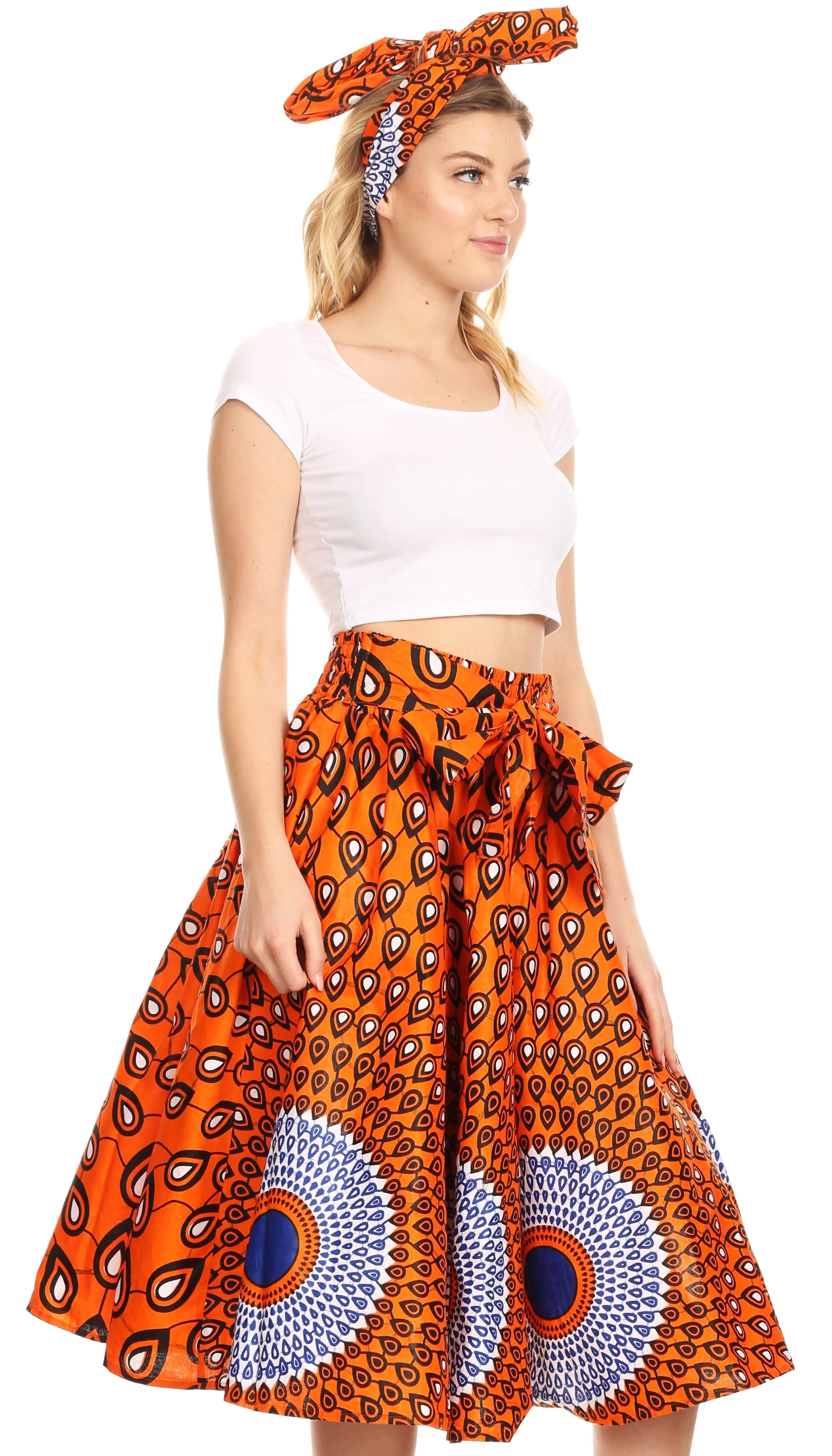 Sakkas African Dutch Ankara Wax Print Full Circle Skirt