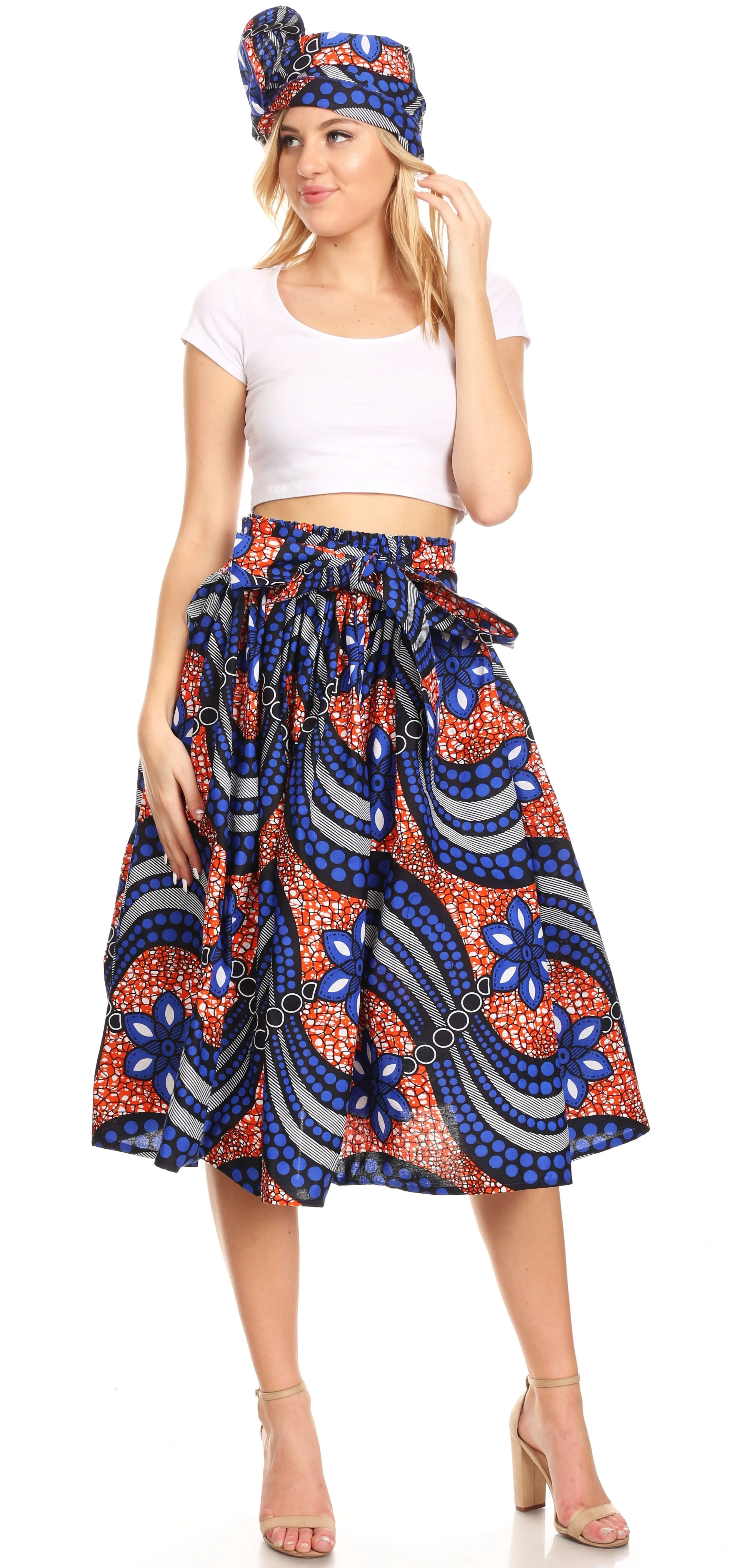 Sakkas African Dutch Ankara Wax Print Full Circle Skirt