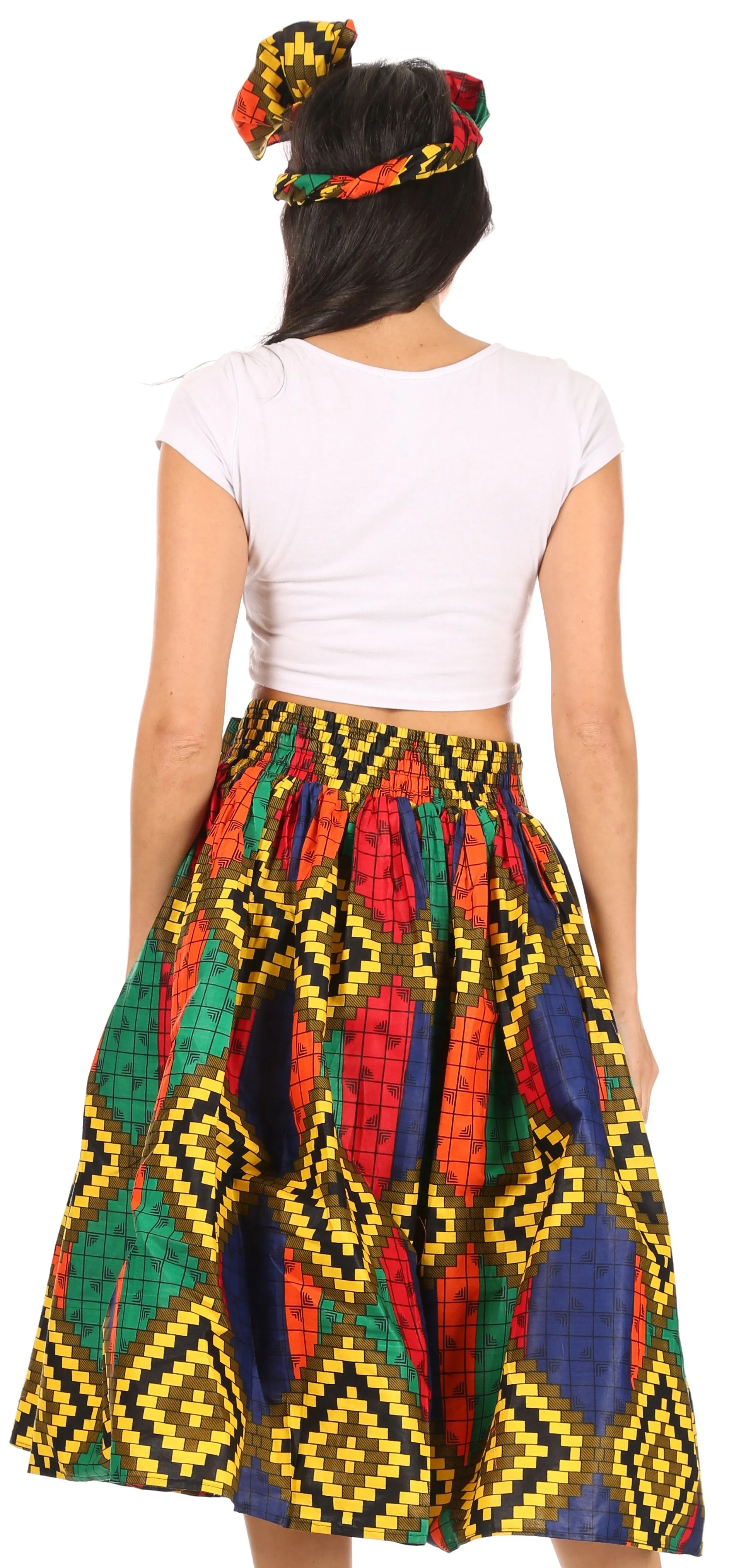 Sakkas African Dutch Ankara Wax Print Full Circle Skirt