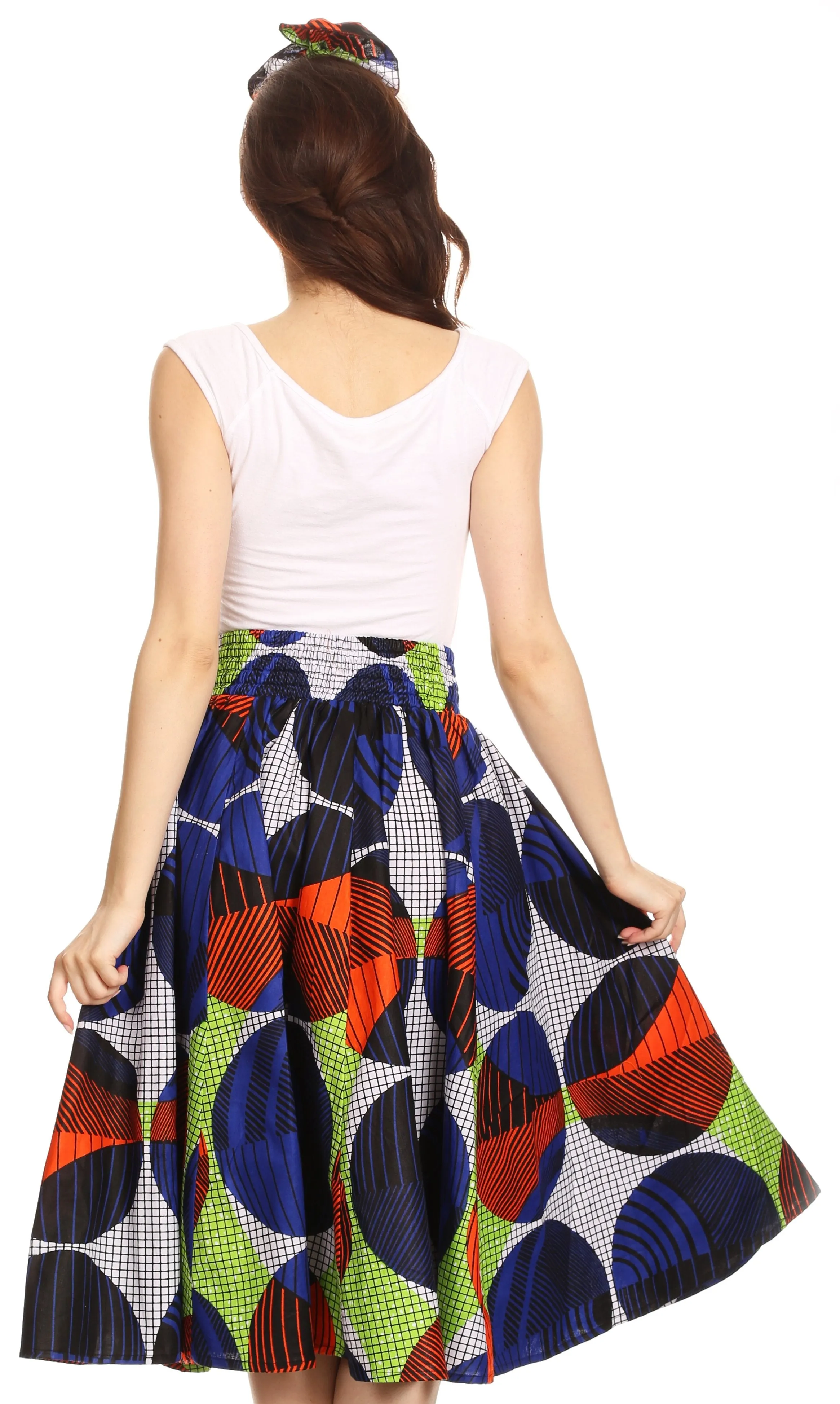 Sakkas African Dutch Ankara Wax Print Full Circle Skirt