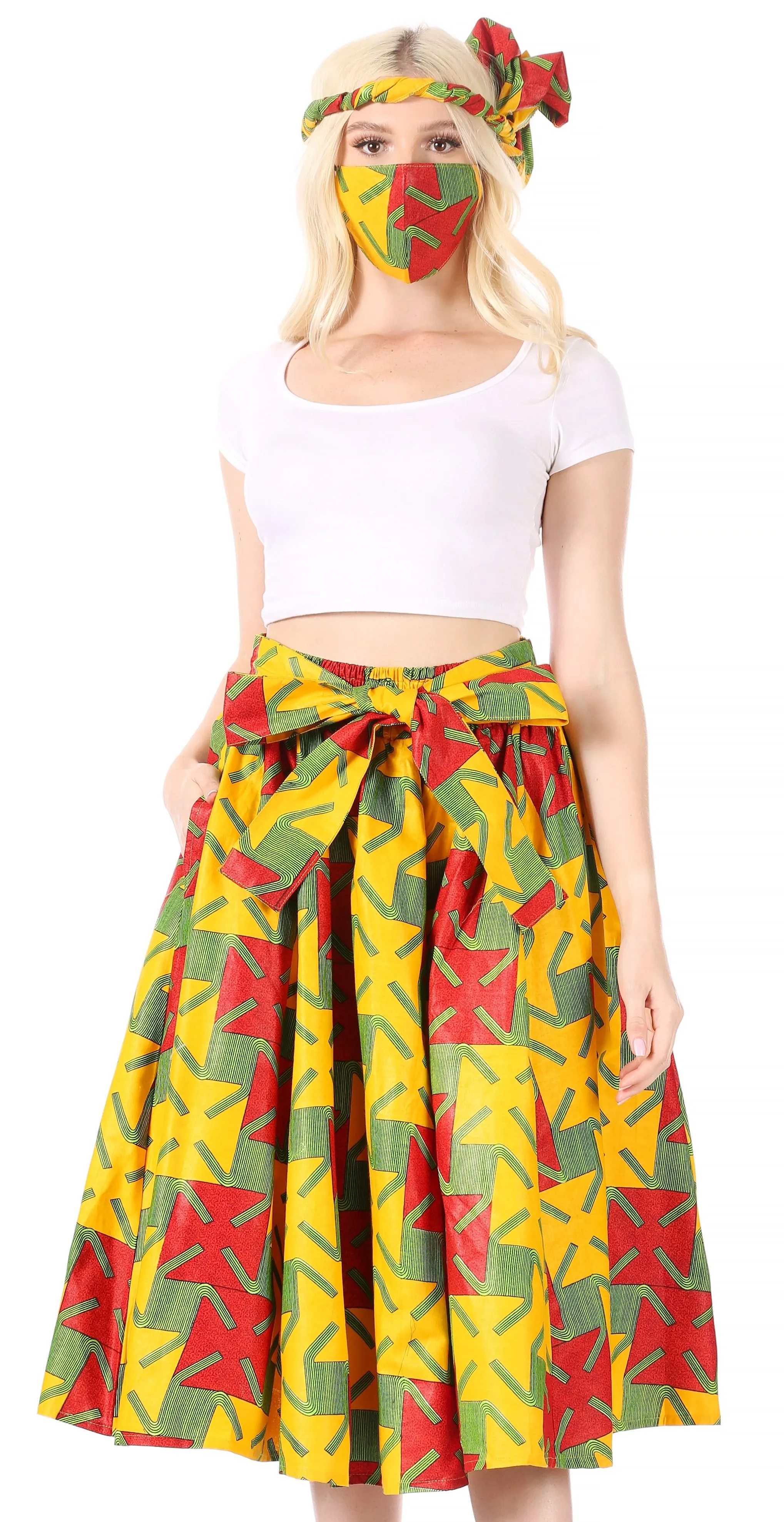 Sakkas African Dutch Ankara Wax Print Full Circle Skirt