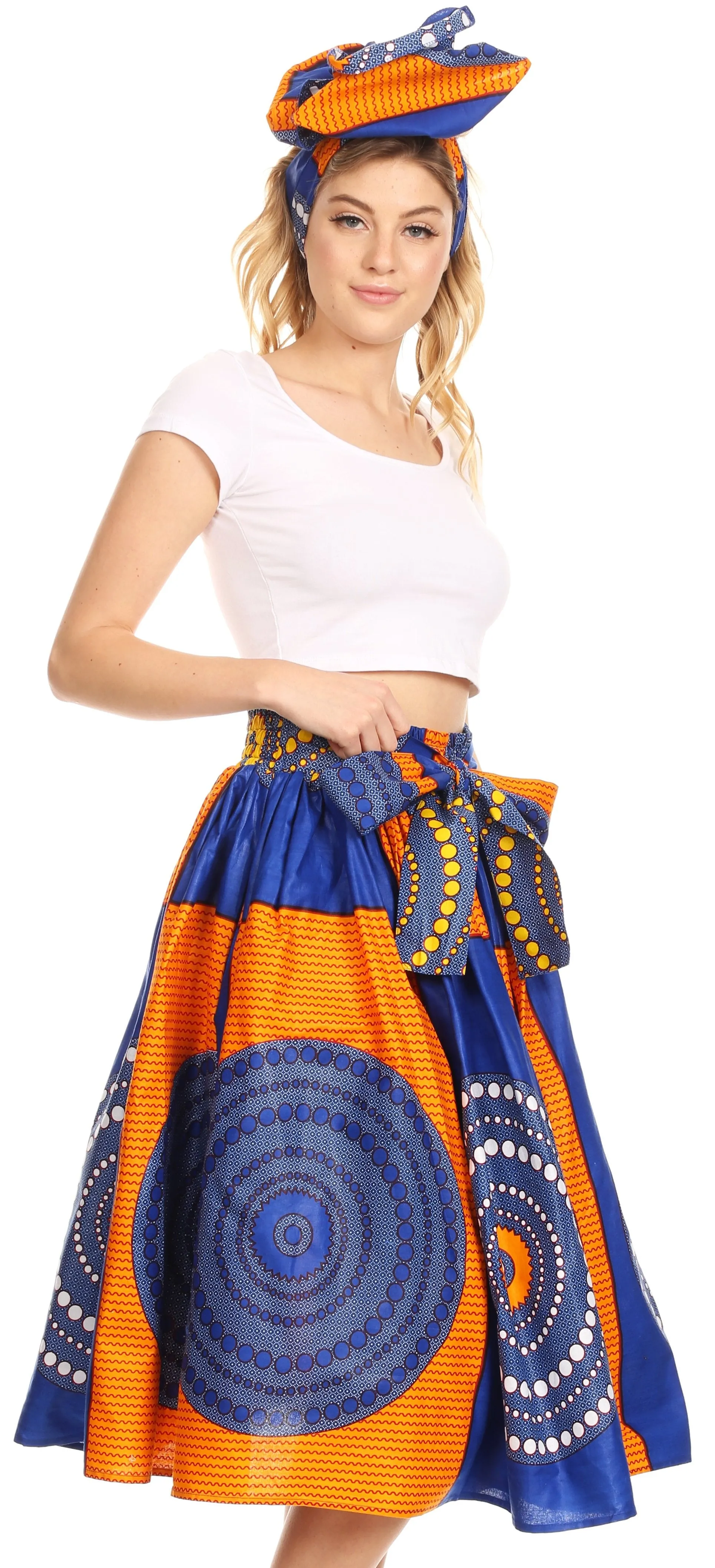 Sakkas African Dutch Ankara Wax Print Full Circle Skirt