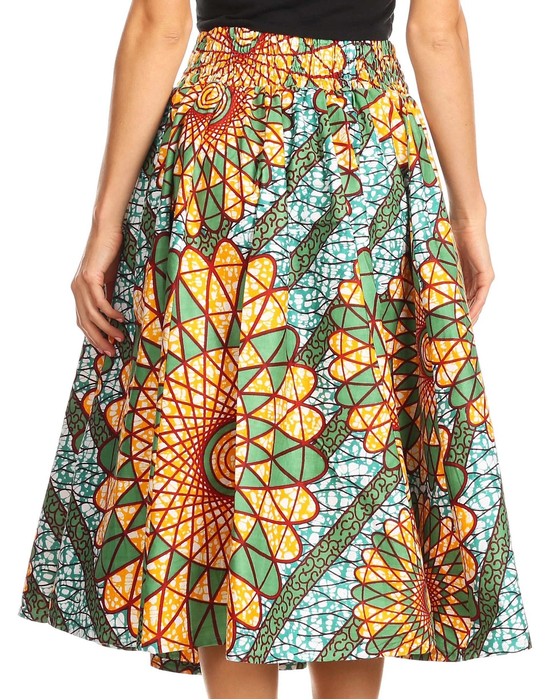 Sakkas African Dutch Ankara Wax Print Full Circle Skirt