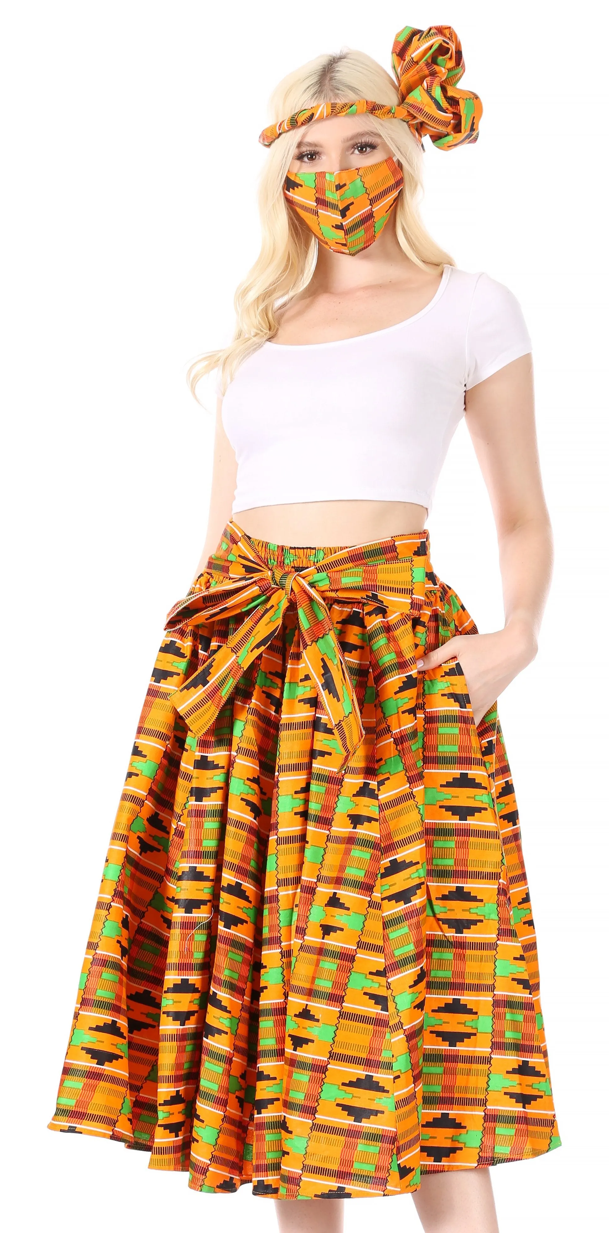 Sakkas African Dutch Ankara Wax Print Full Circle Skirt