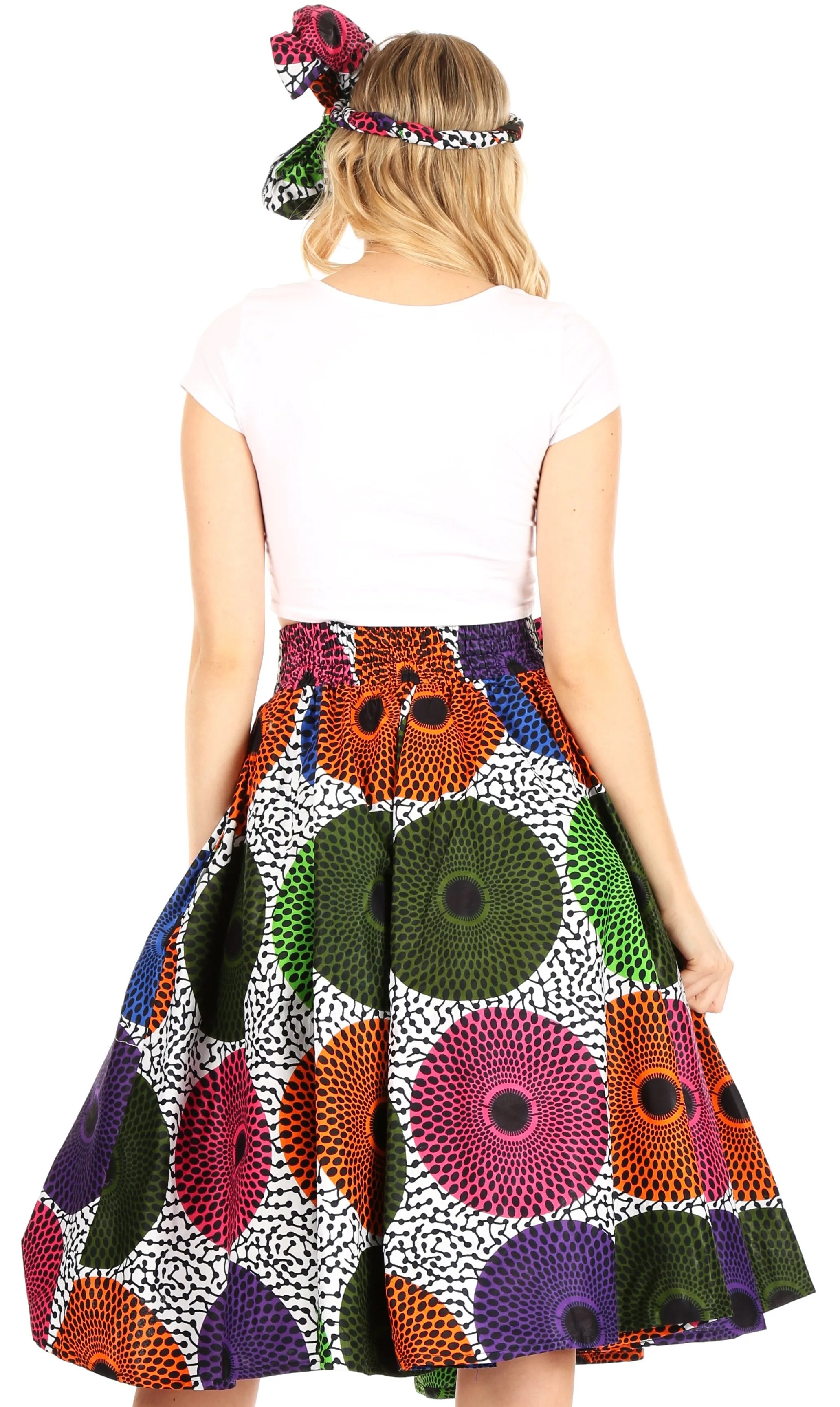 Sakkas African Dutch Ankara Wax Print Full Circle Skirt