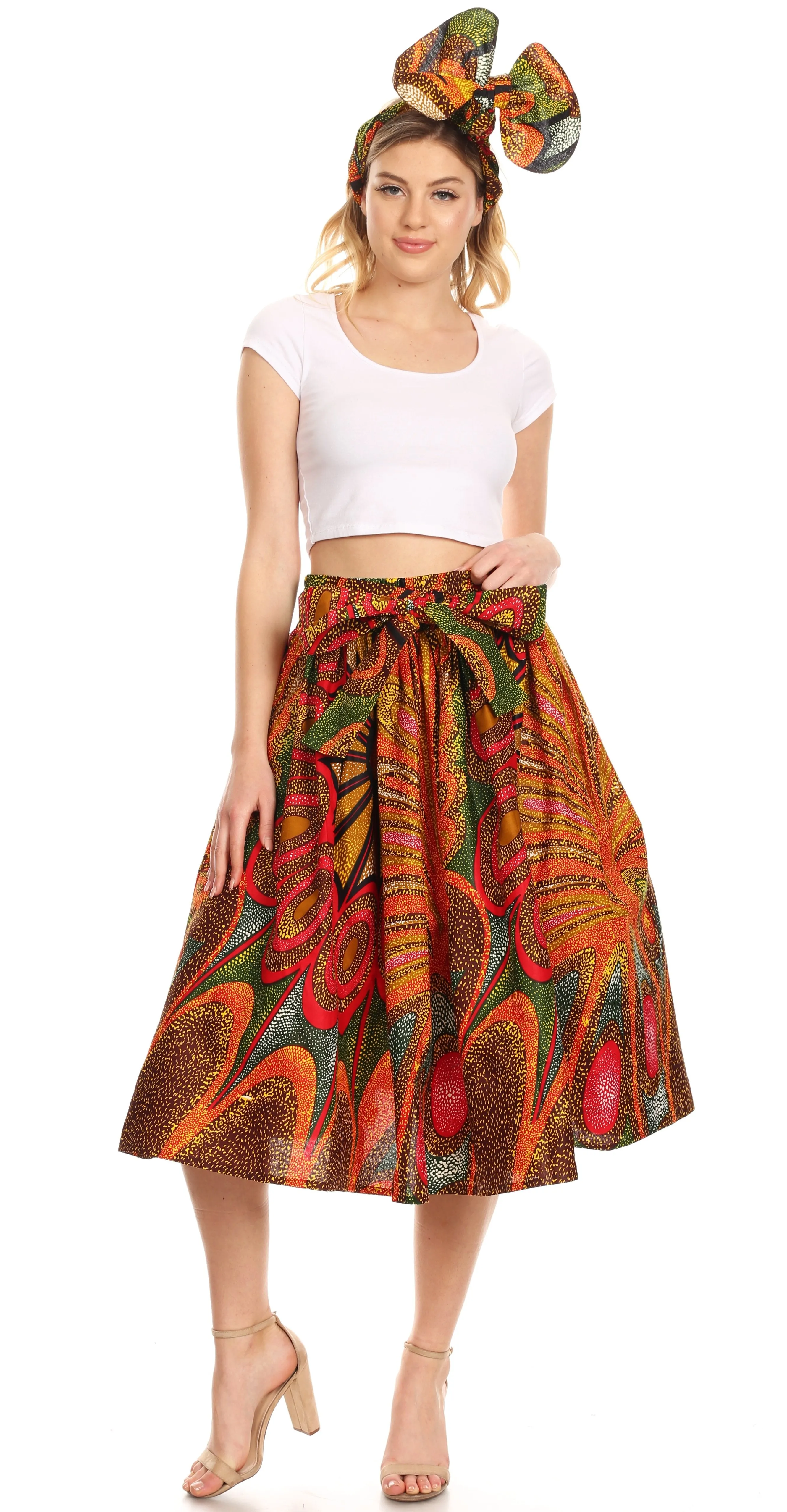 Sakkas African Dutch Ankara Wax Print Full Circle Skirt