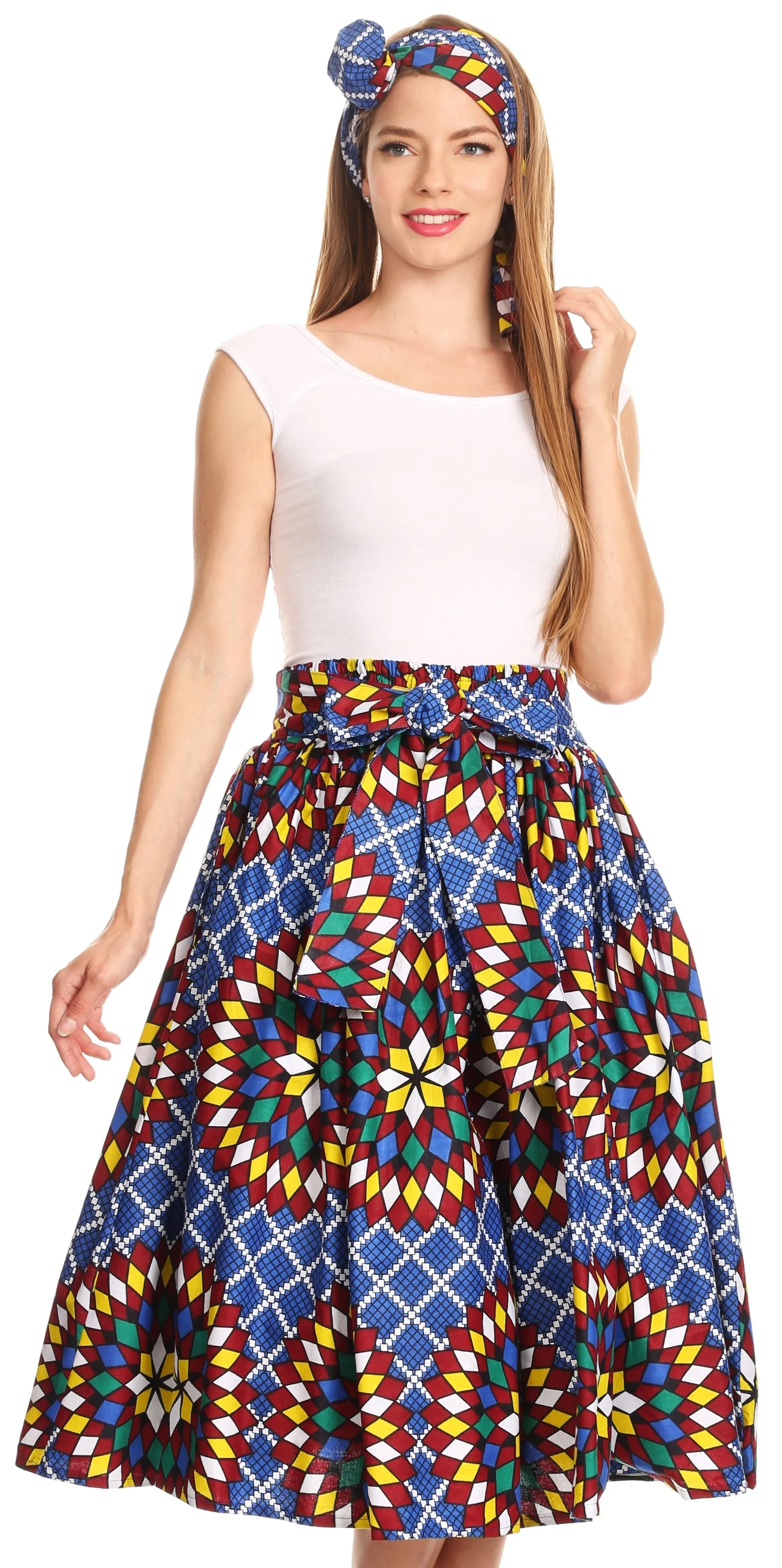 Sakkas African Dutch Ankara Wax Print Full Circle Skirt