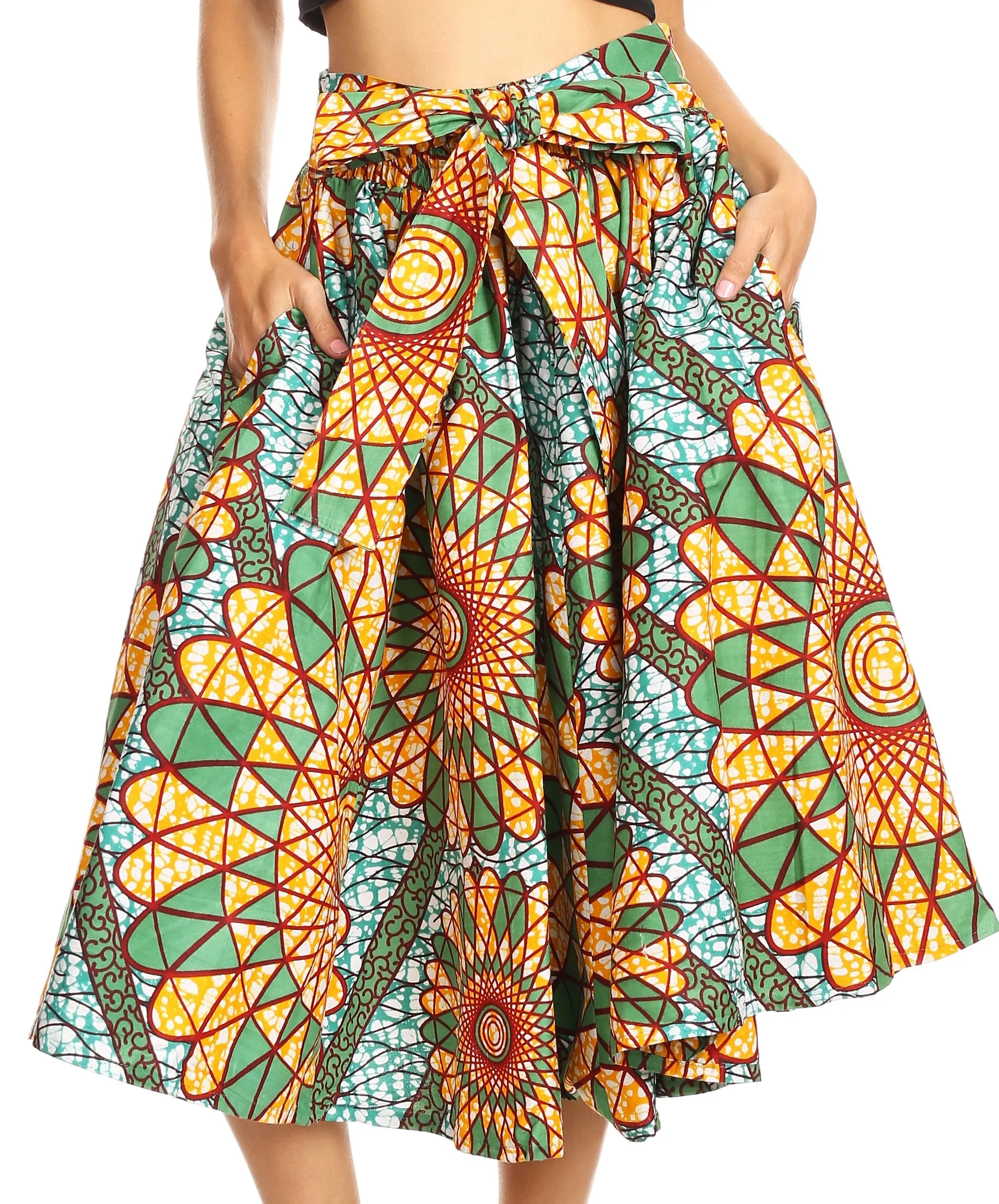 Sakkas African Dutch Ankara Wax Print Full Circle Skirt