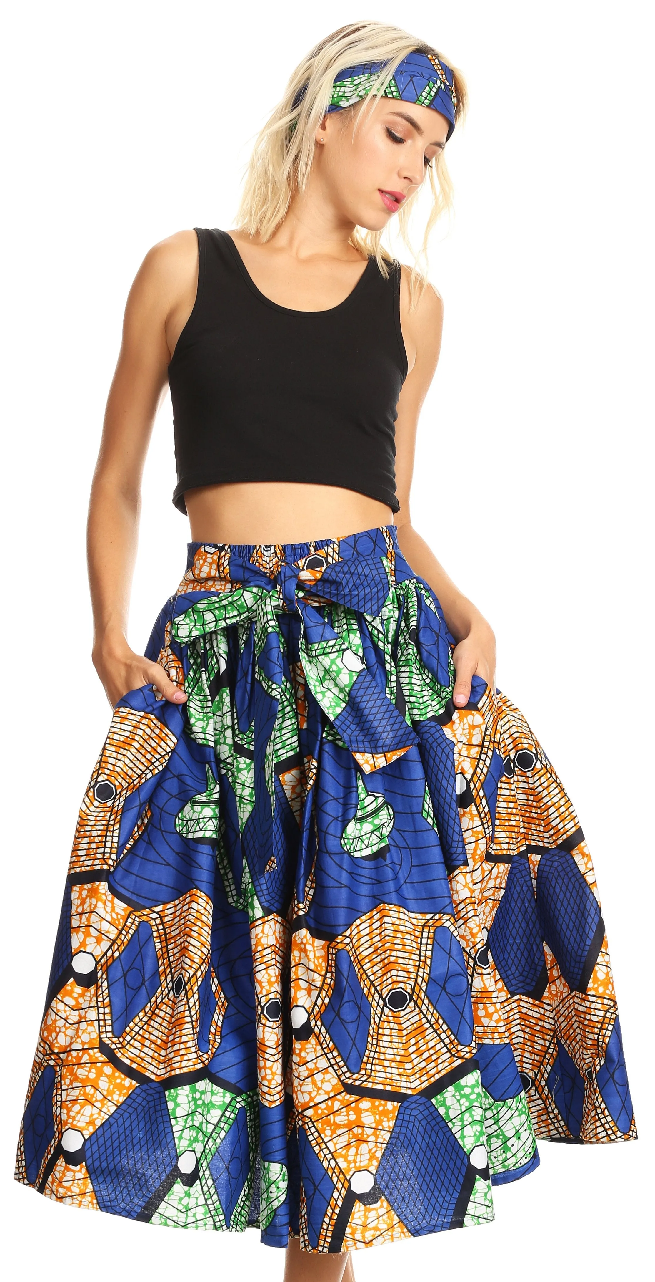 Sakkas African Dutch Ankara Wax Print Full Circle Skirt