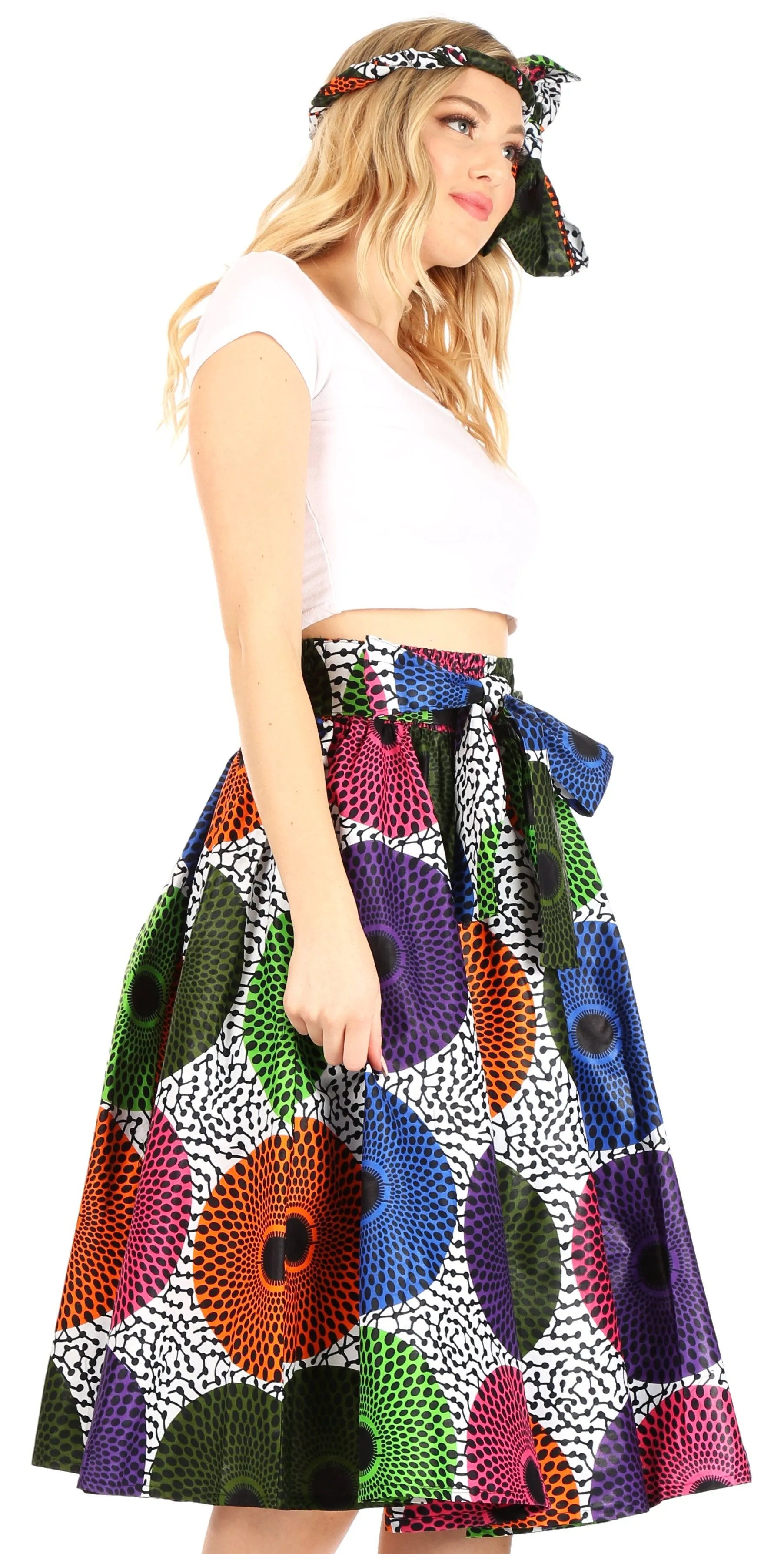 Sakkas African Dutch Ankara Wax Print Full Circle Skirt