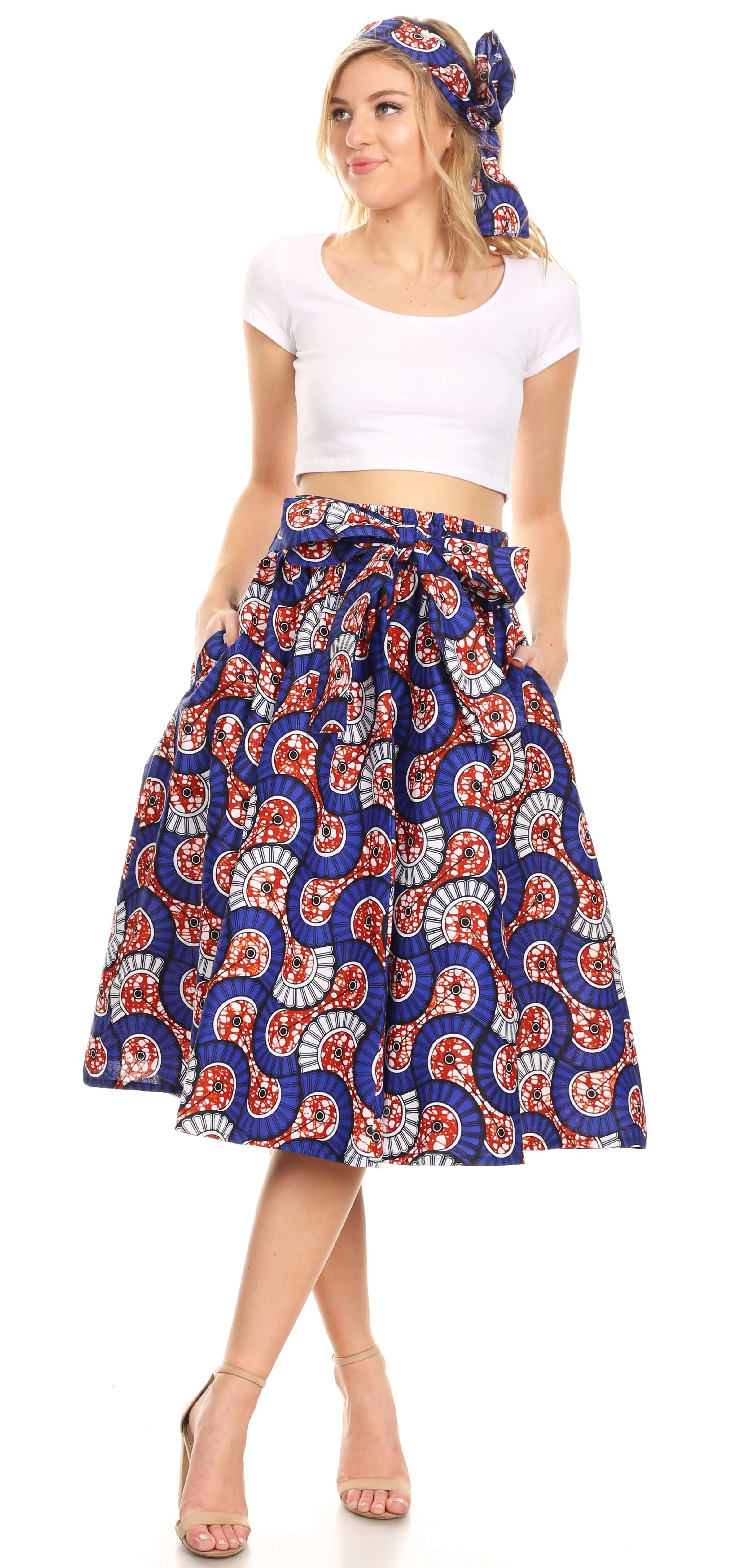 Sakkas African Dutch Ankara Wax Print Full Circle Skirt