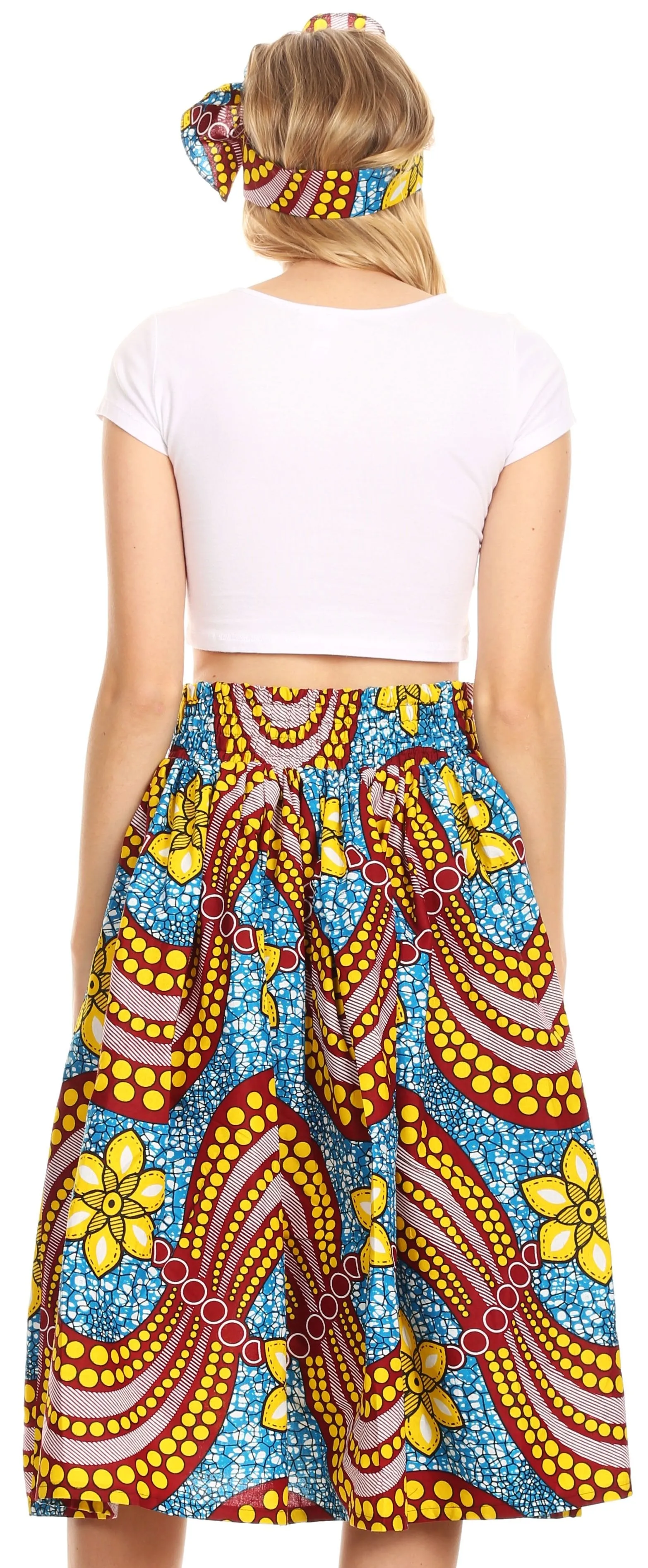 Sakkas African Dutch Ankara Wax Print Full Circle Skirt