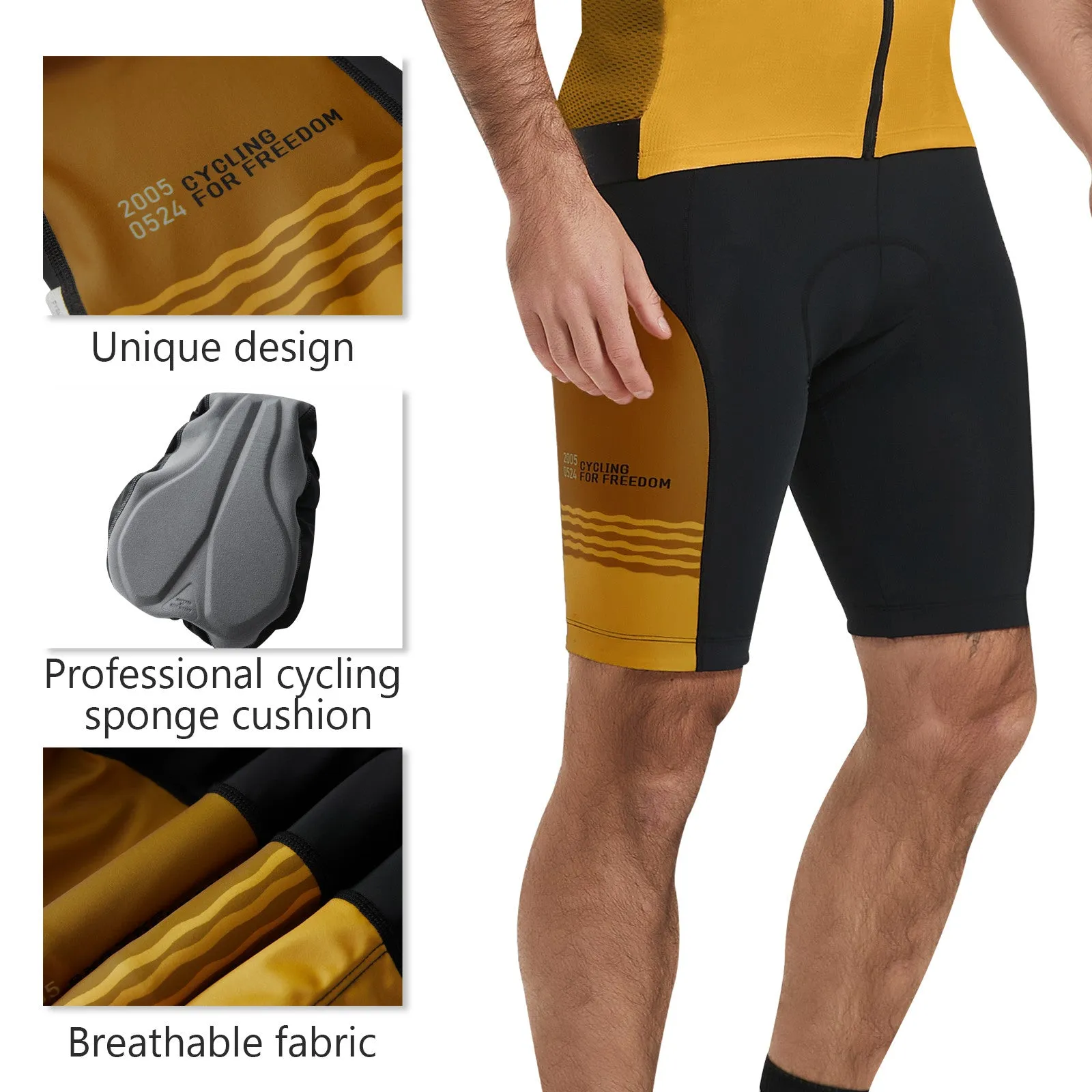 Santic Men's Cycling Jersey Short Sleeves Breathable Tan