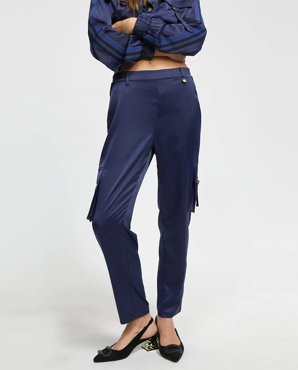 Satin cargo trousers