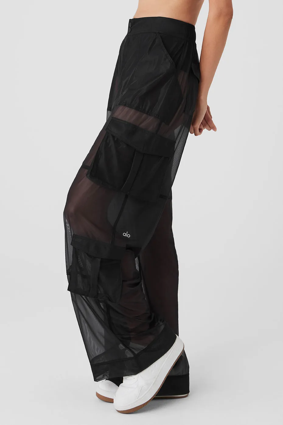 Sheer Effusion Cargo Wide Leg Trouser - Black