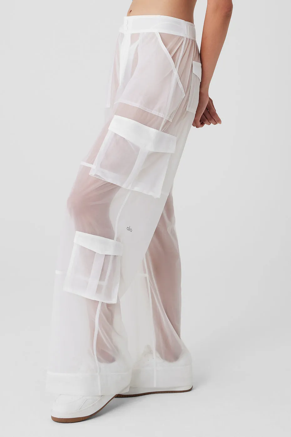 Sheer Effusion Cargo Wide Leg Trouser - White