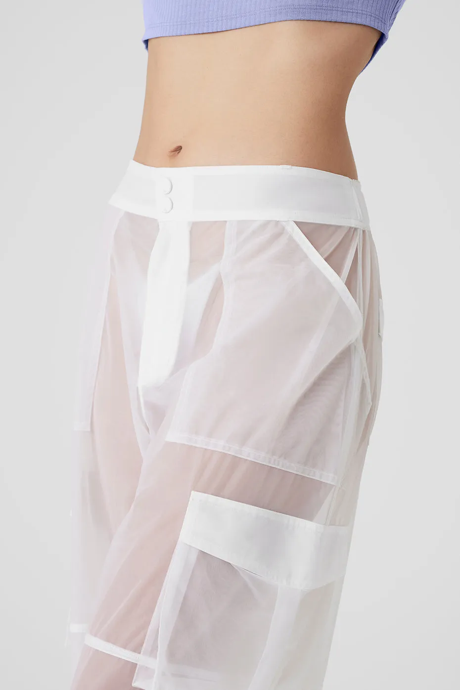 Sheer Effusion Cargo Wide Leg Trouser - White