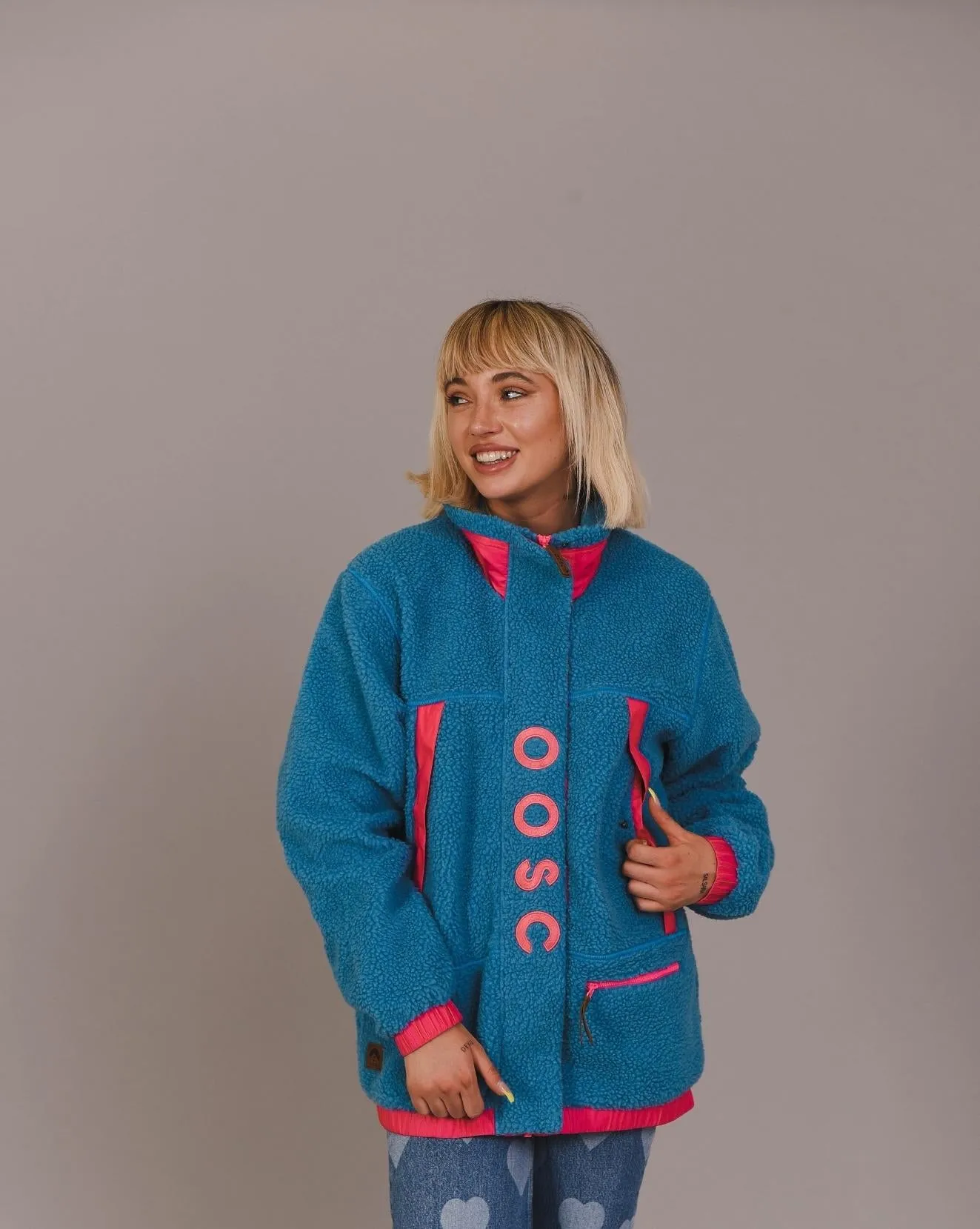 Sherpa Fleece Jacket Blue / Pink - Women's