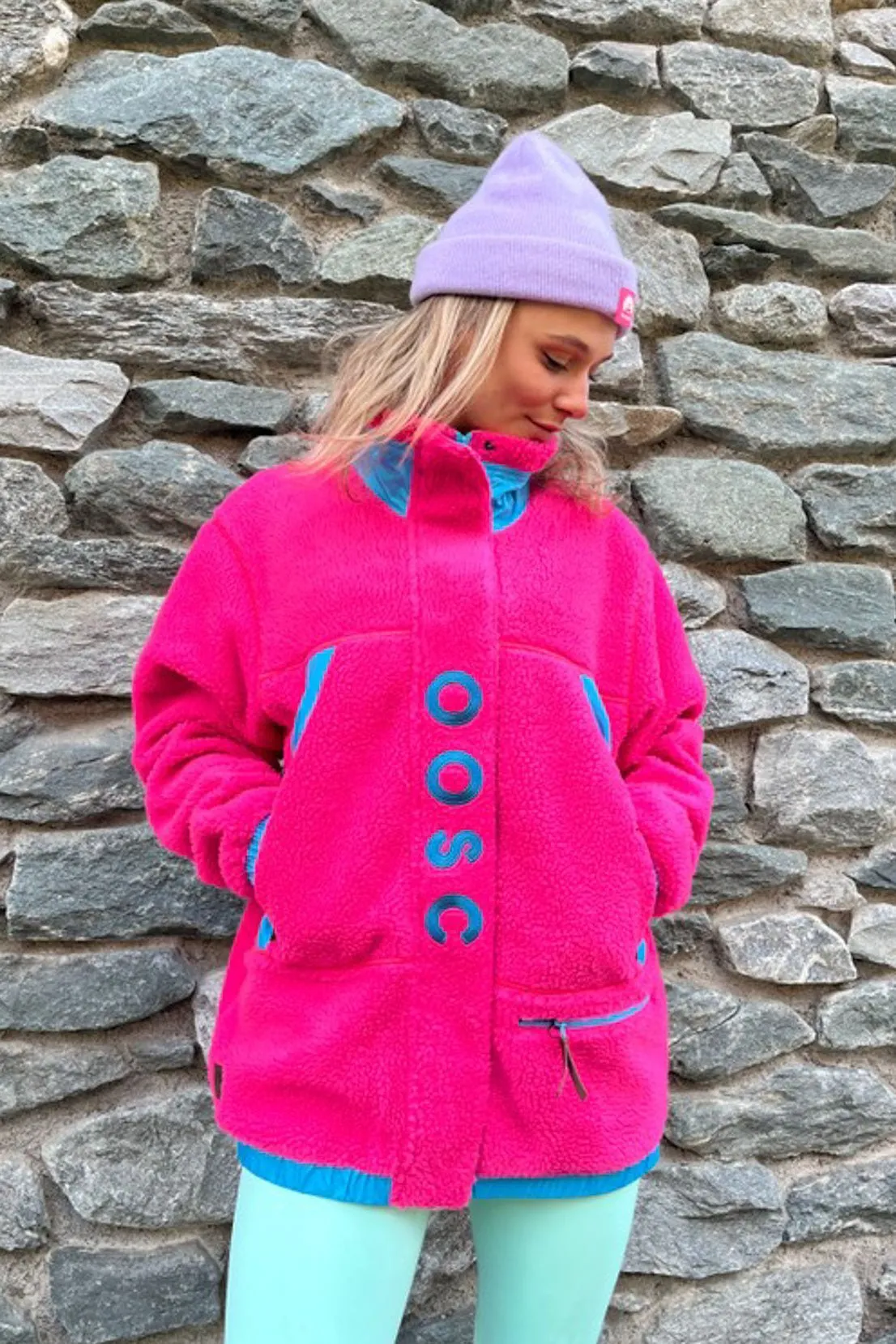 Sherpa Fleece Jacket Pink / Blue - Women's