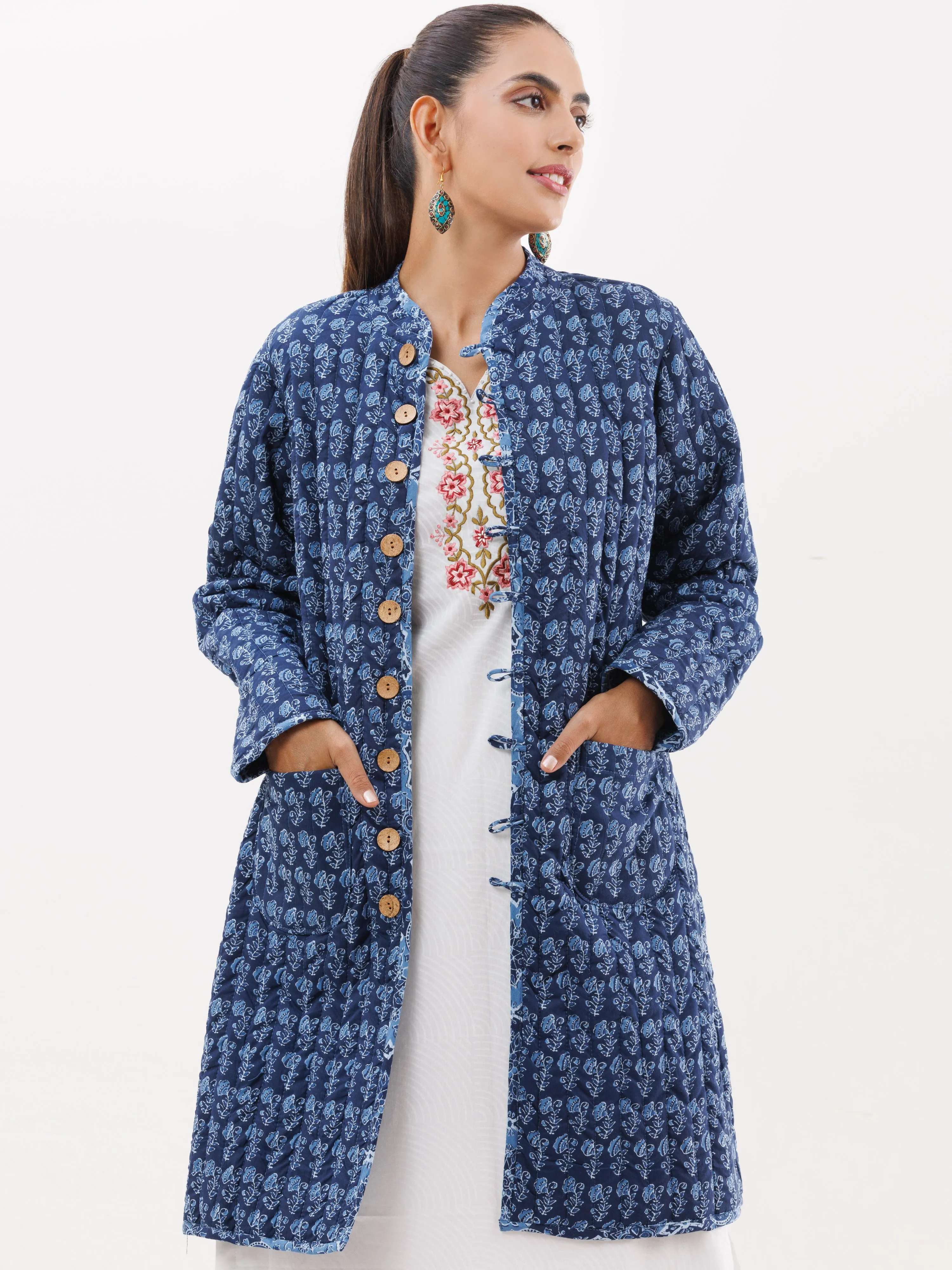 Shishir Piya Ajrakh Quilted Reversible Jacket