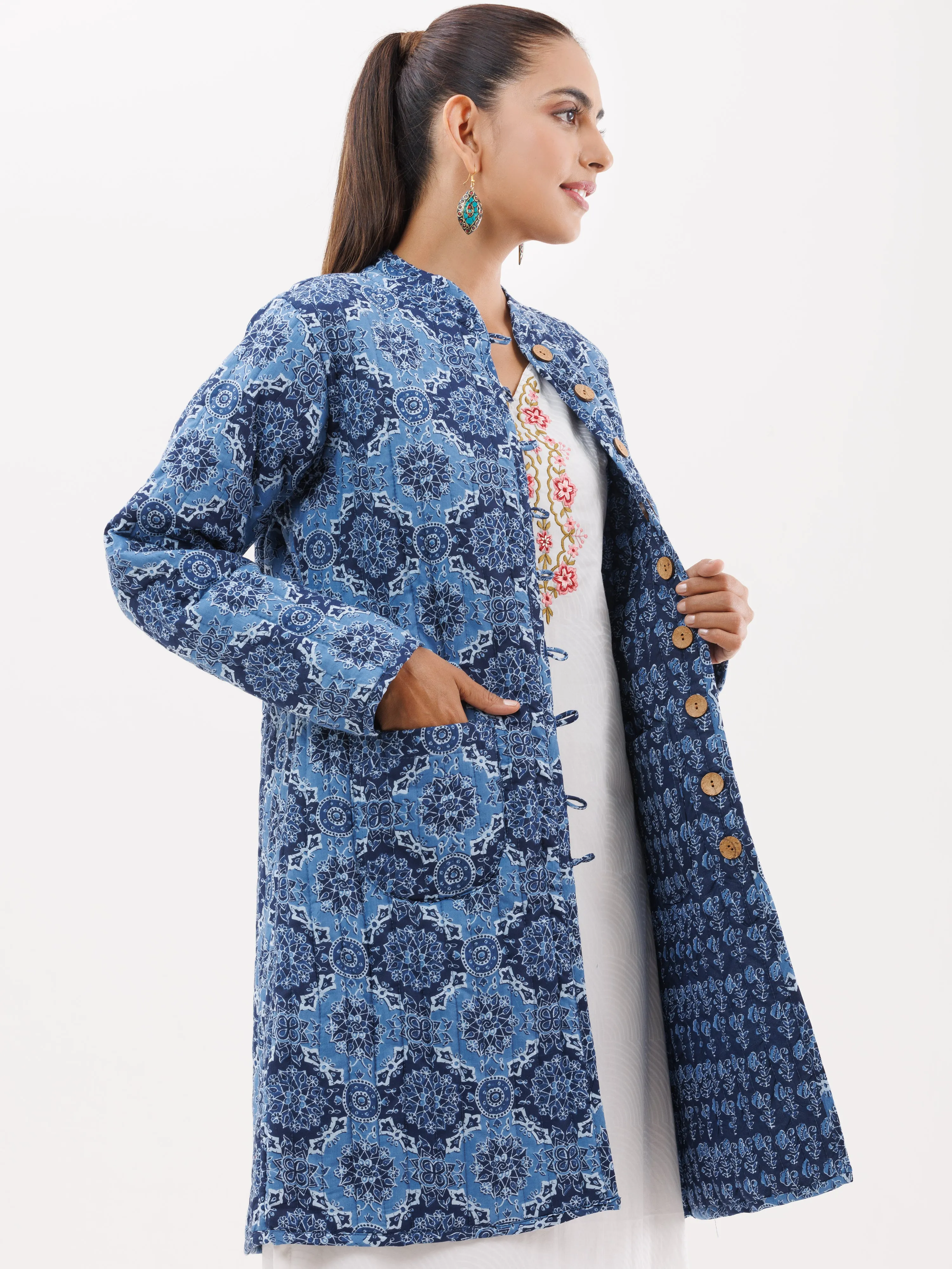 Shishir Piya Ajrakh Quilted Reversible Jacket