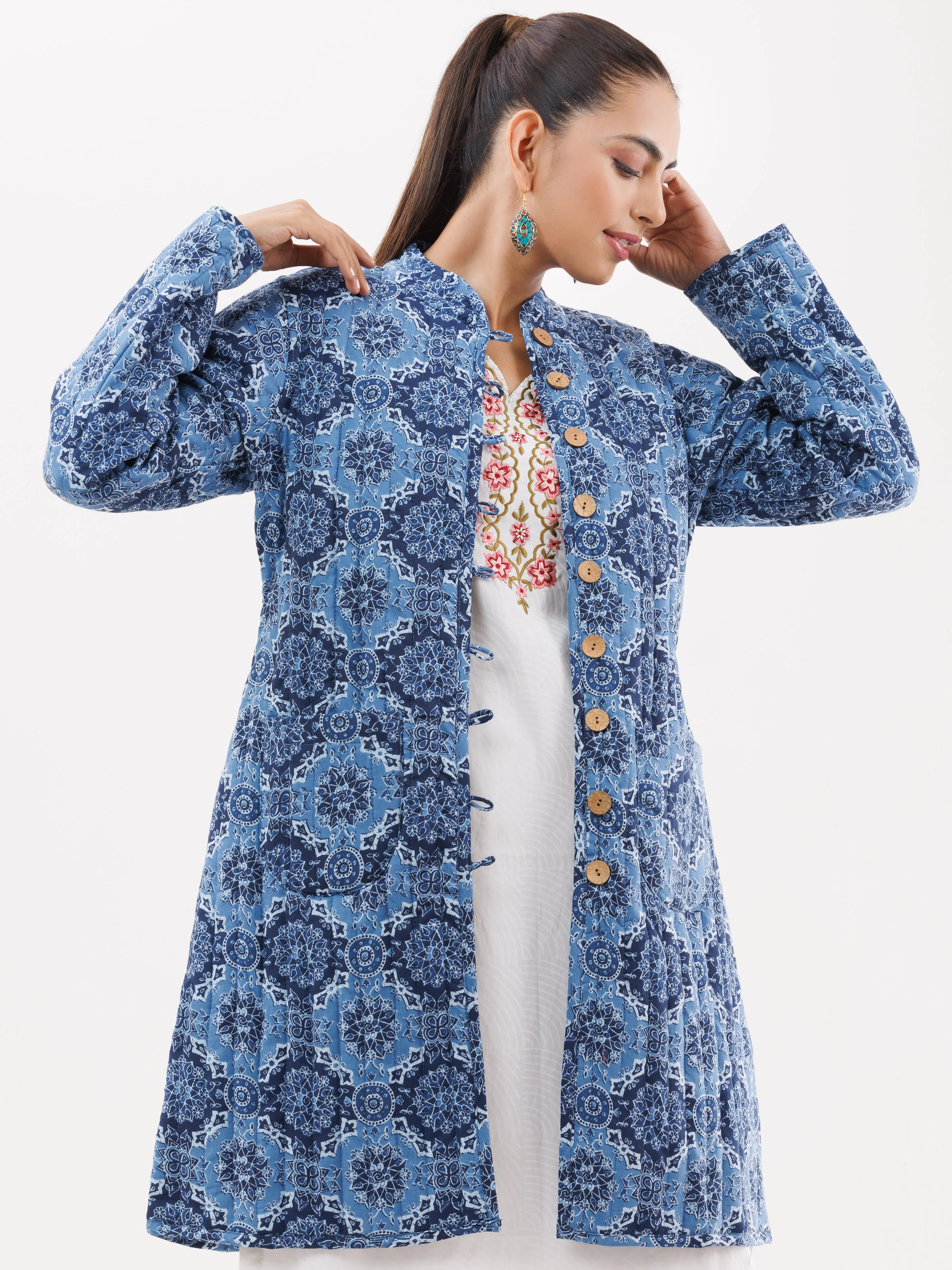 Shishir Piya Ajrakh Quilted Reversible Jacket