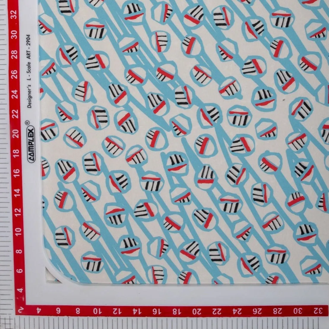 Sky Blue Digital Print Crepe Fabric