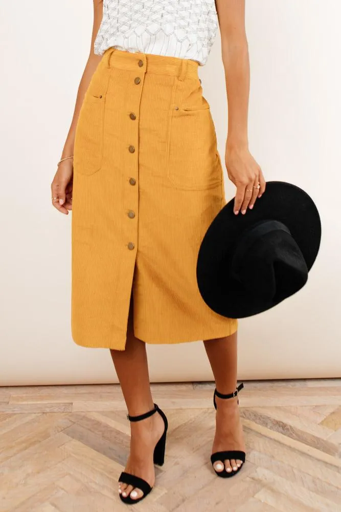 Skylar Corduroy Midi Skirt