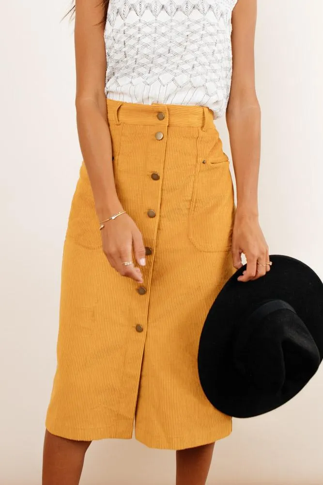 Skylar Corduroy Midi Skirt