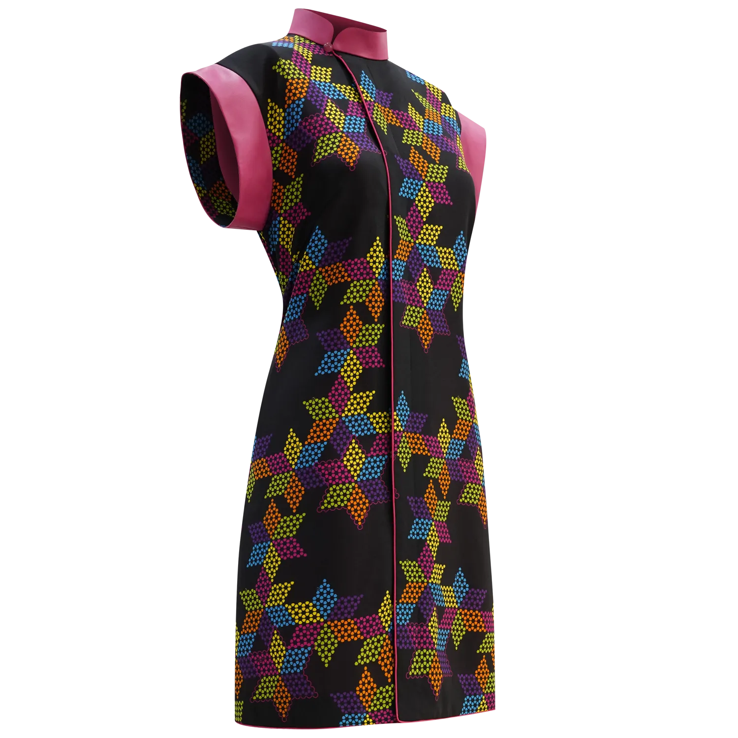 SPARKLE BY KAREN CHAN x  HK Heritage Museum【CHINESE CHECKERS】100% Silk Cheongsam (Short Sleeve) (我們的兒時玩意) (波子棋)