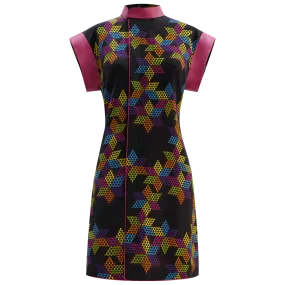 SPARKLE BY KAREN CHAN x  HK Heritage Museum【CHINESE CHECKERS】100% Silk Cheongsam (Short Sleeve) (我們的兒時玩意) (波子棋)