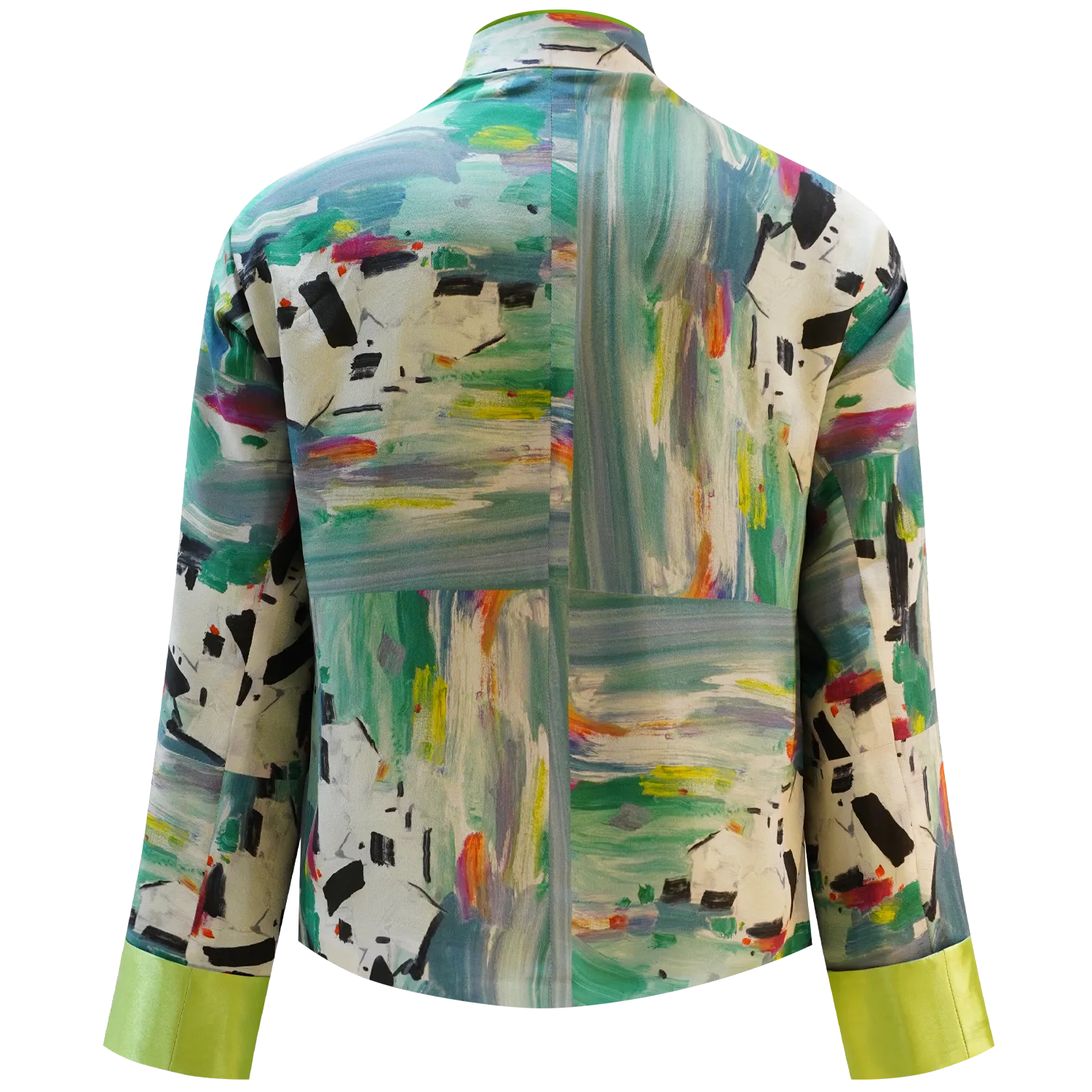 SPARKLE BY KAREN CHAN x HKMoA【LAKE ABODE】100% Silk Mini Tang Jacket / Mini Kung Fu Jacket (彩湖居) (吳冠中)