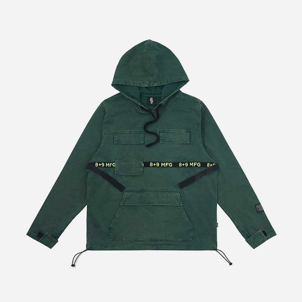 Strapped Up Vintage Washed Utility Anorak Jacket Green