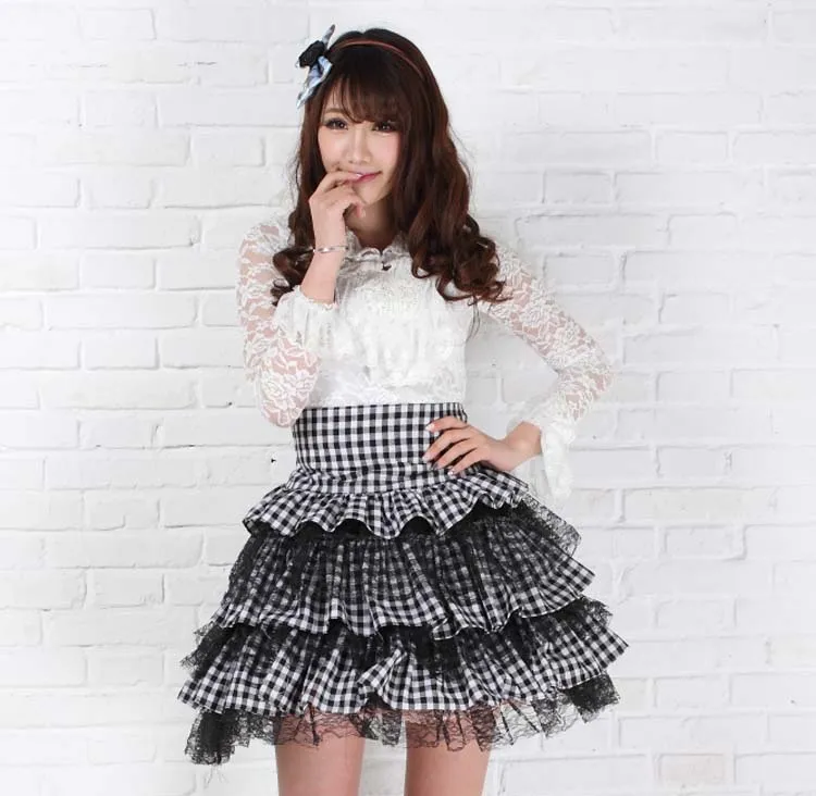 Sweet Harajuku Plaid Tutu Skirt Classic Checkered Girl's Tiered Mini Skirt