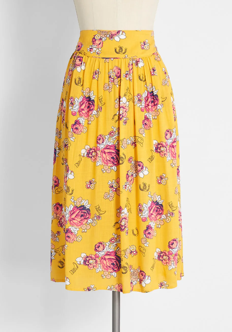 Swinging Saddles Midi Skirt