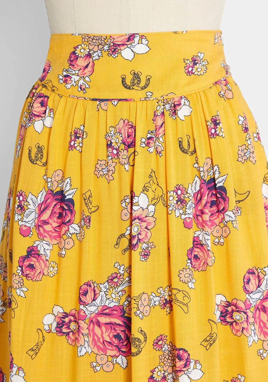 Swinging Saddles Midi Skirt