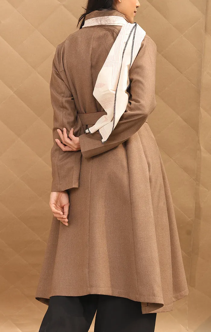 Tan Wool Twill Overcoat