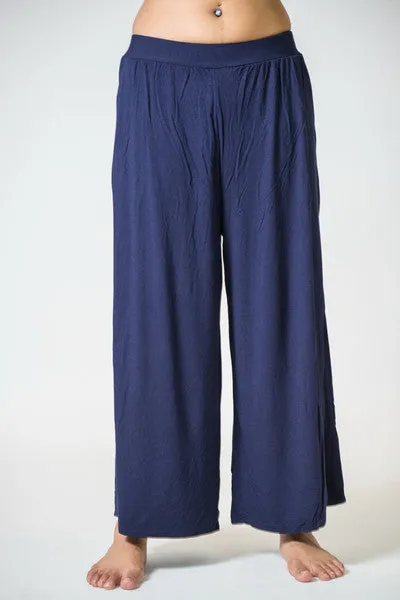 Thai Organic Cotton Wide Leg Palazzo Pants Navy