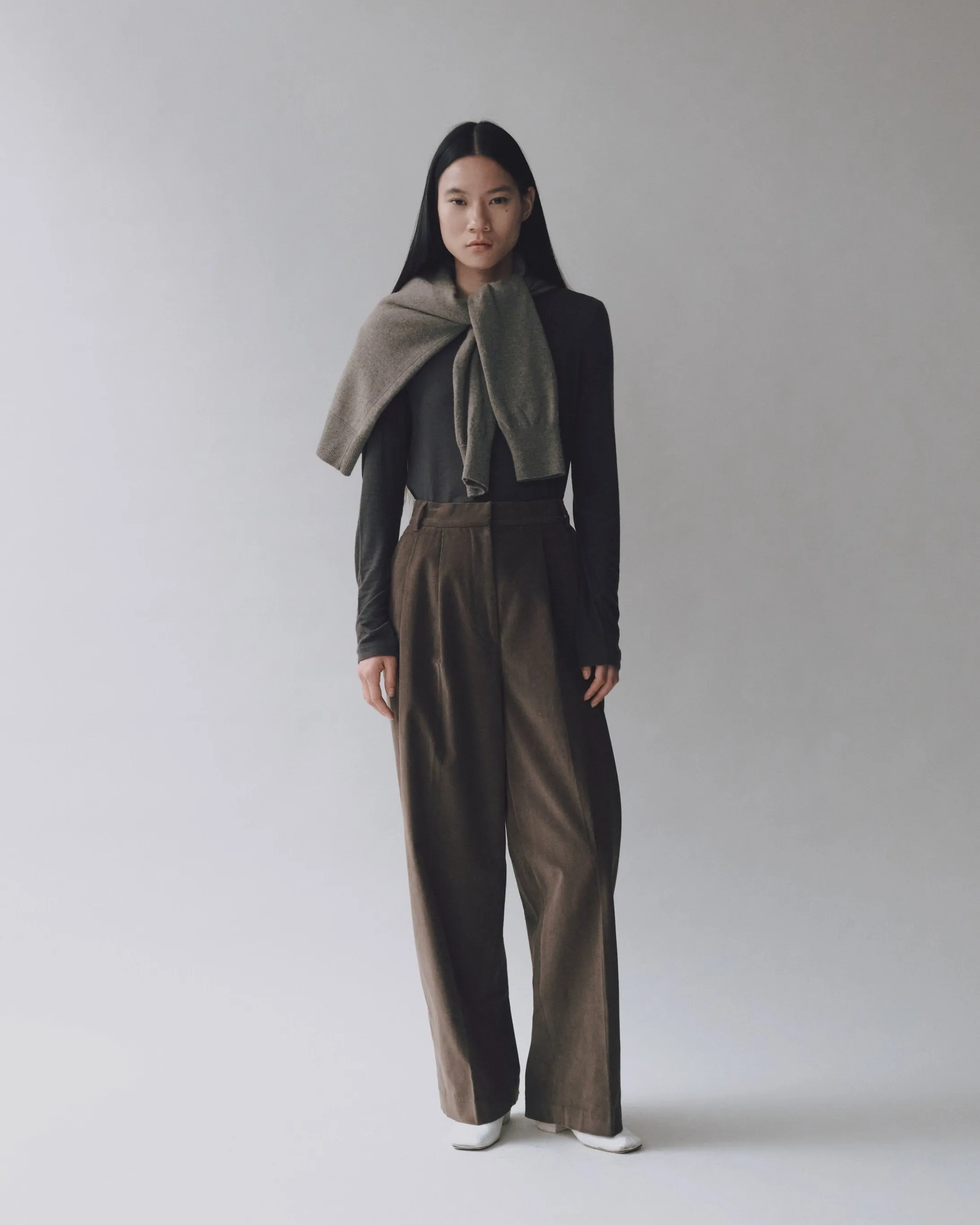 THIN CORDUROY WIDE LEG PANTS