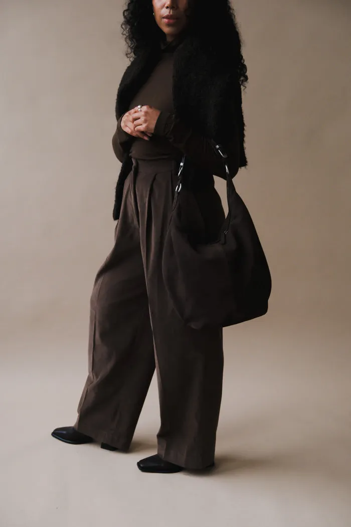 THIN CORDUROY WIDE LEG PANTS